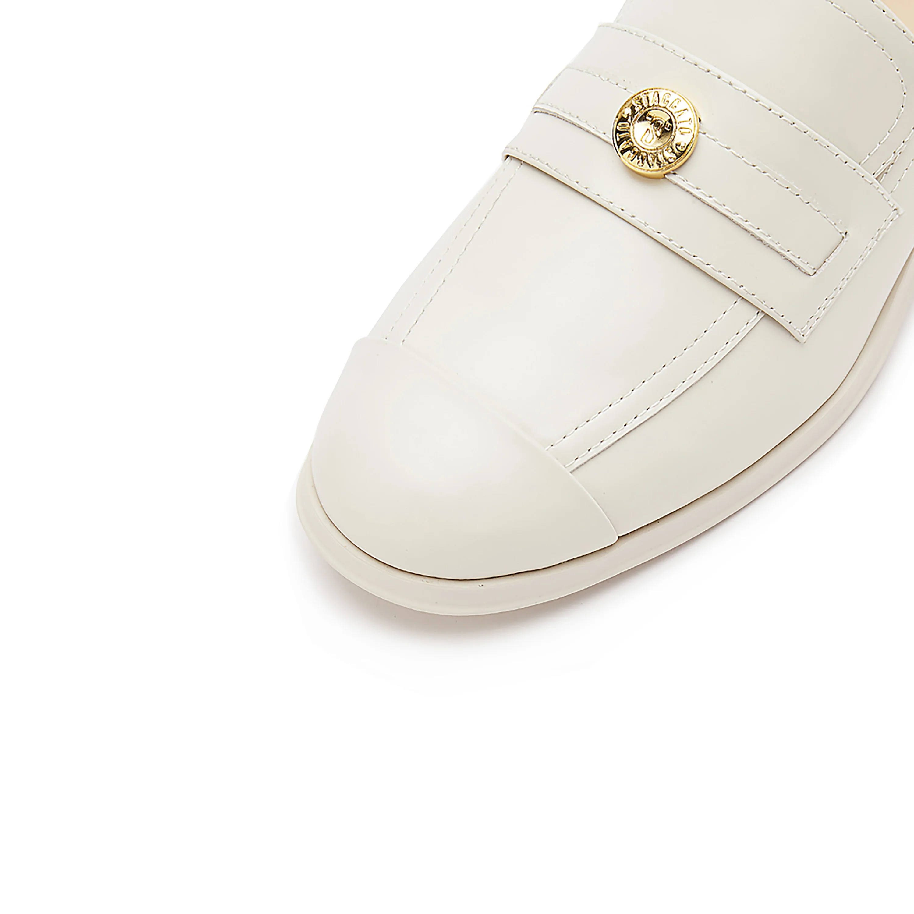 Beige Golden Pin Minimal Loafers - Image 5
