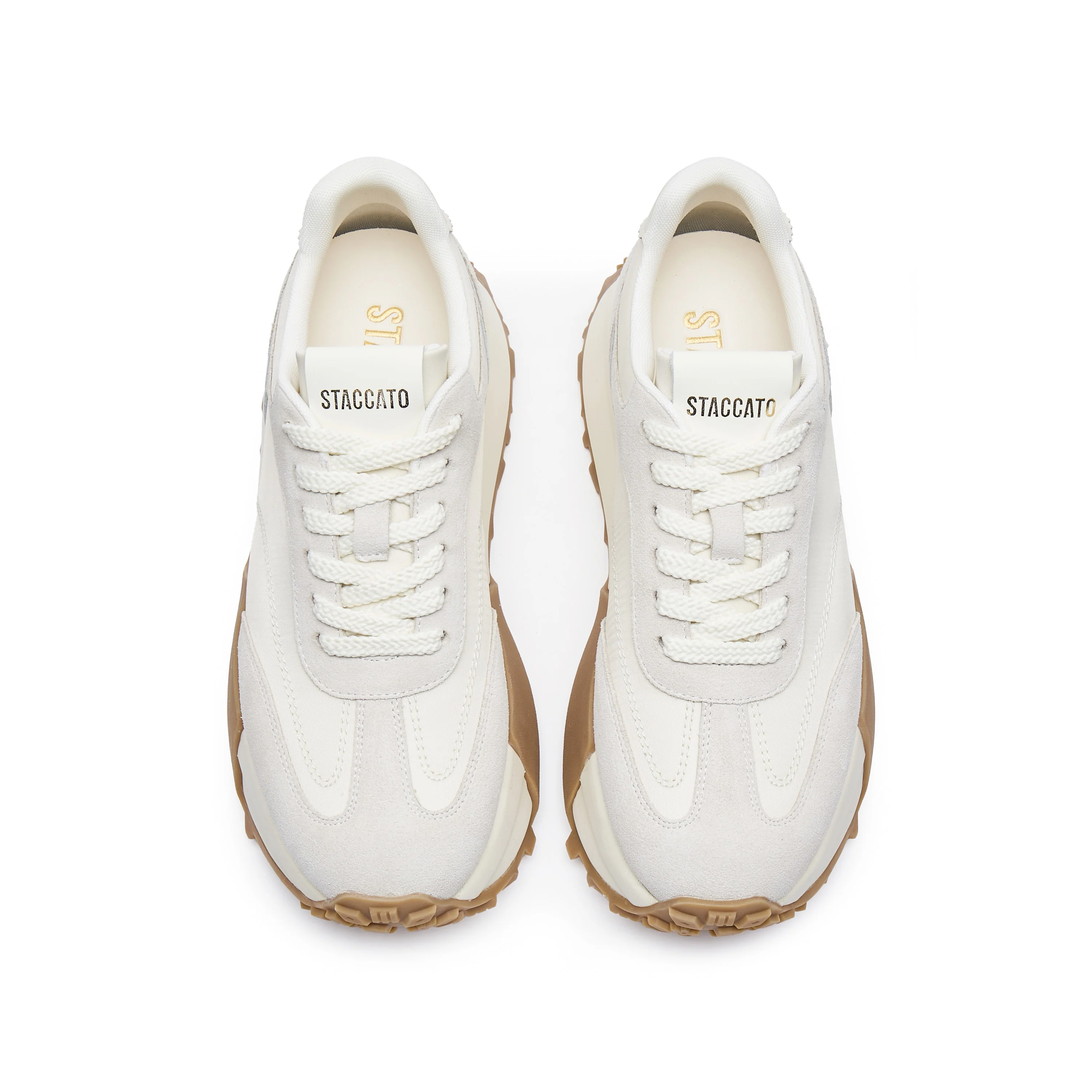 Beige Patchwork Platform Sneakers - Image 4