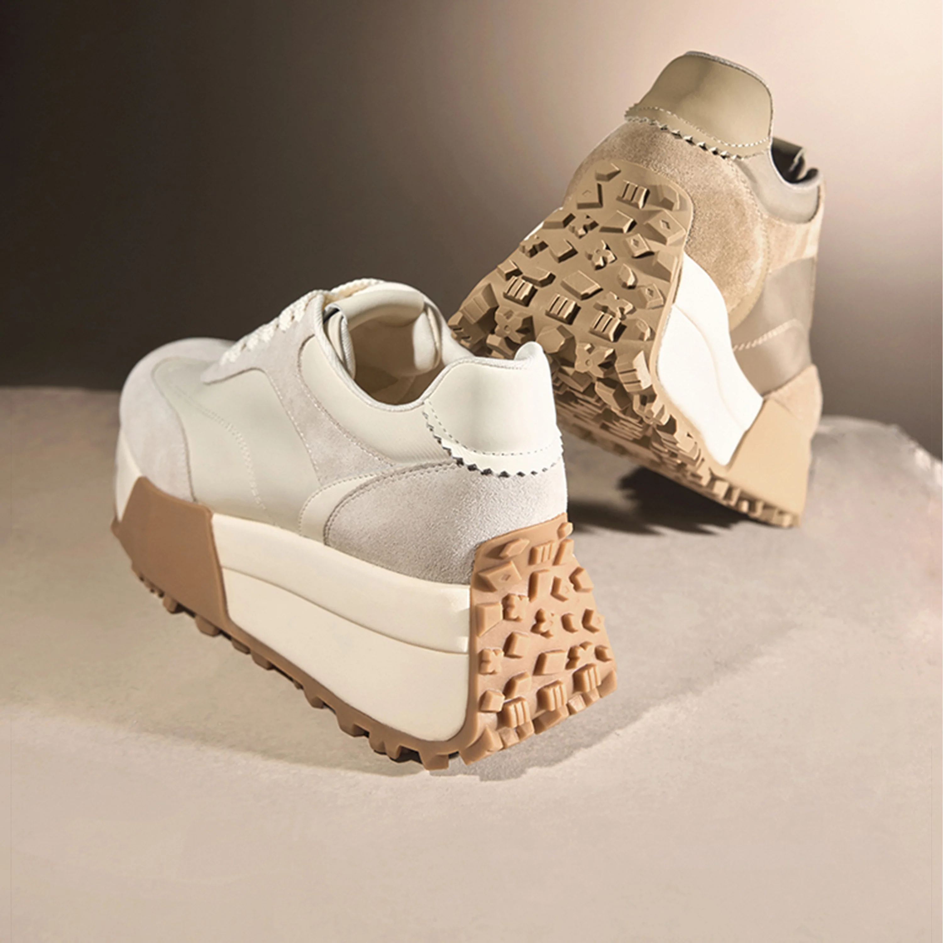 Beige Patchwork Platform Sneakers - Image 6