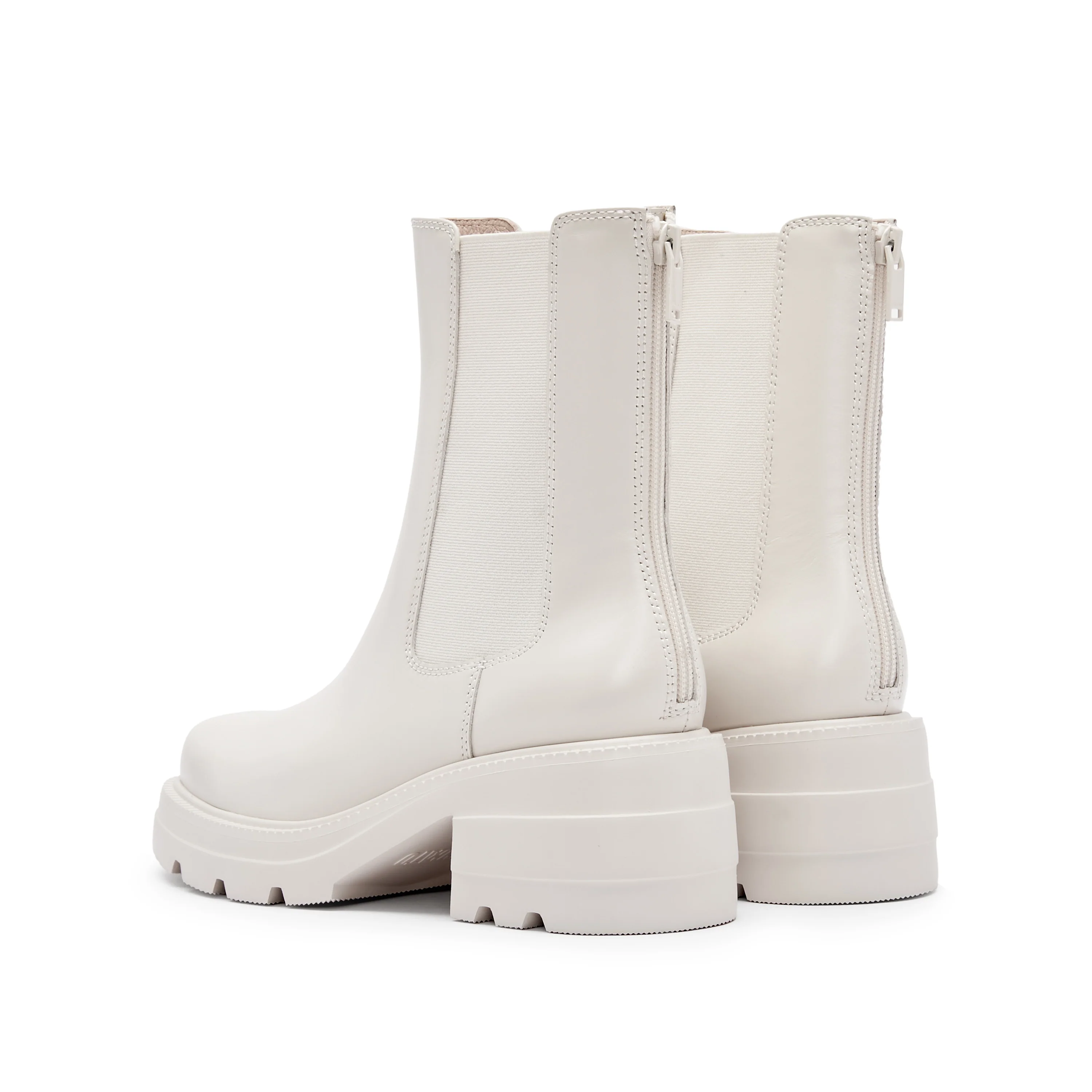 Beige Waxy Platform Charles Boots - Image 3