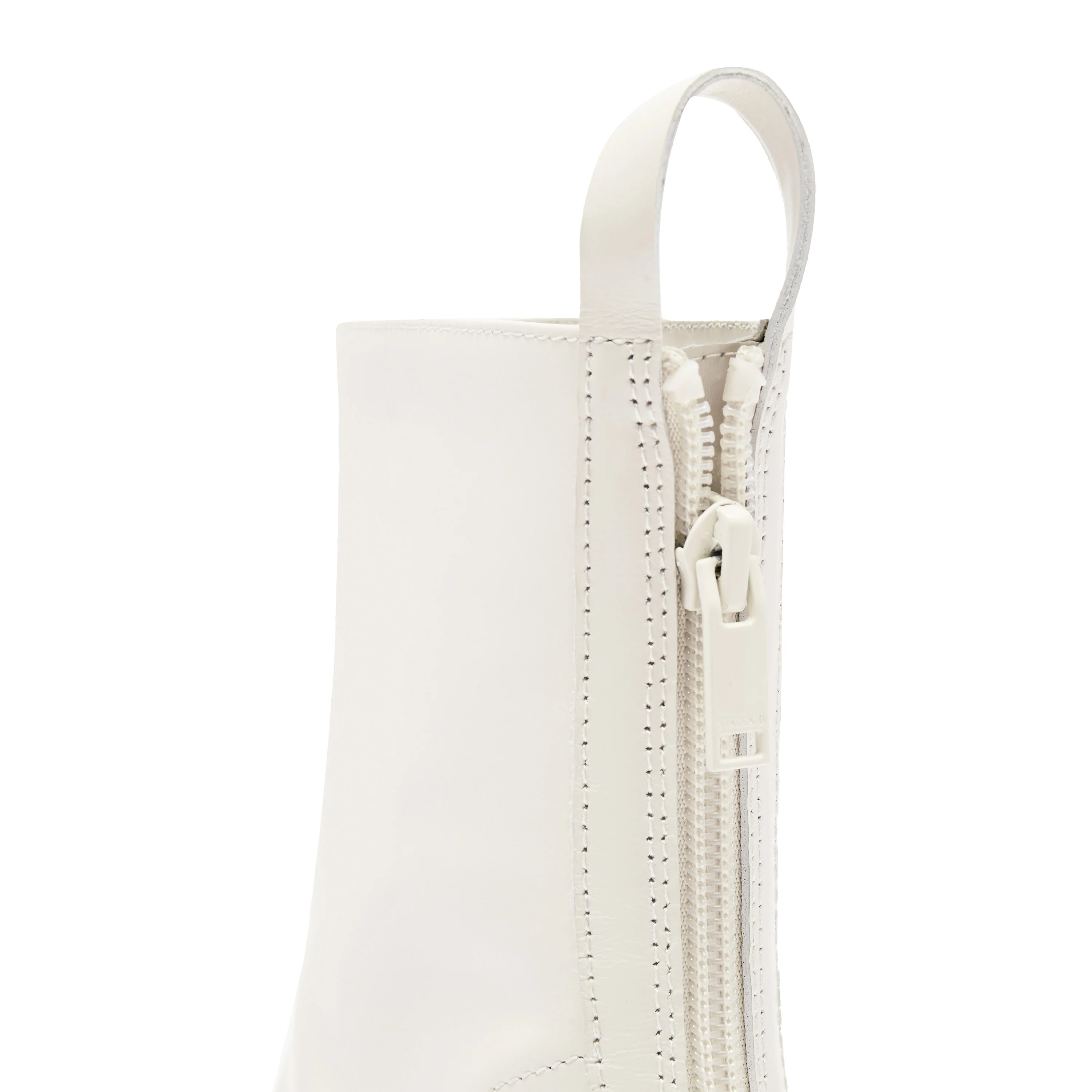 Beige Waxy Square Toe Ankle Boots - Image 6