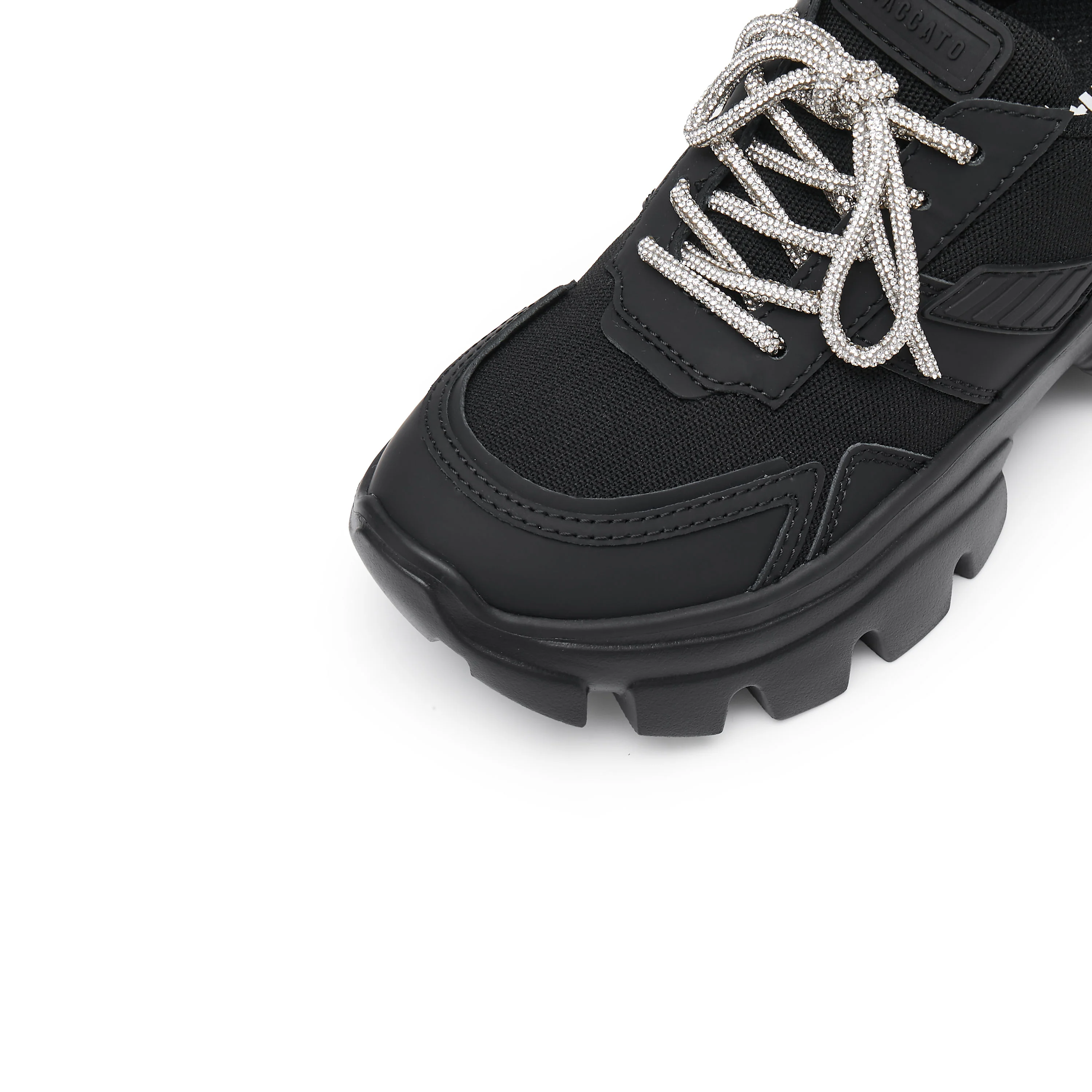 Black Patch Crystal Lace Up Chunky Sneakers - Image 5