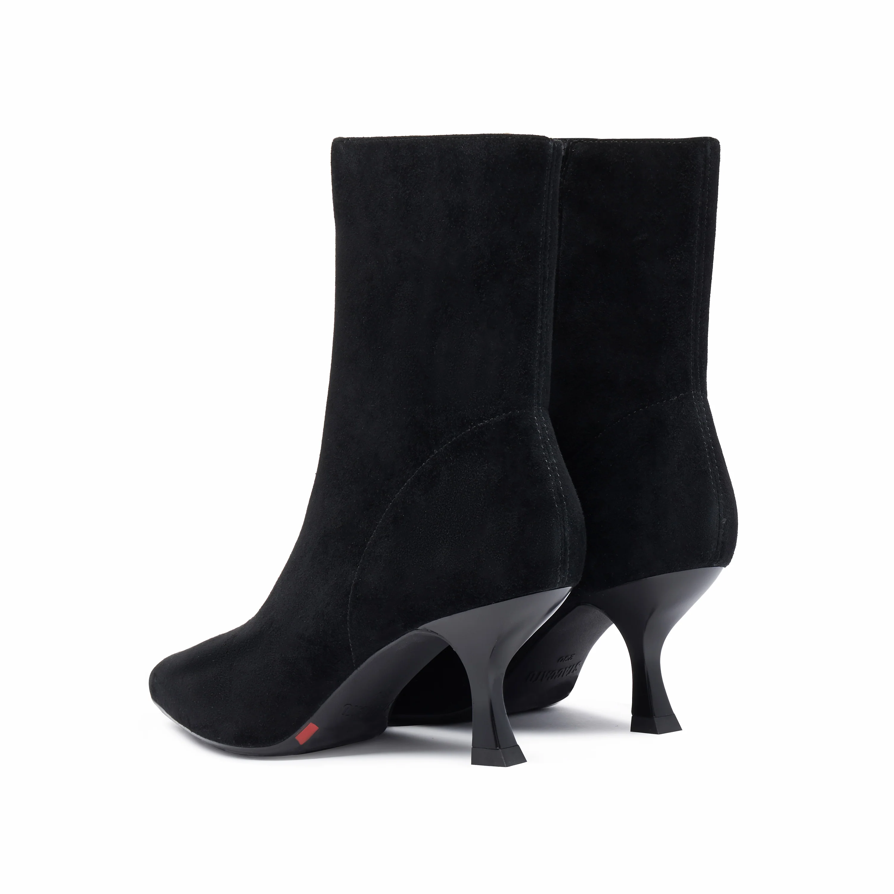 Black Suede Pointy Heeled Ankle Boots - Image 3