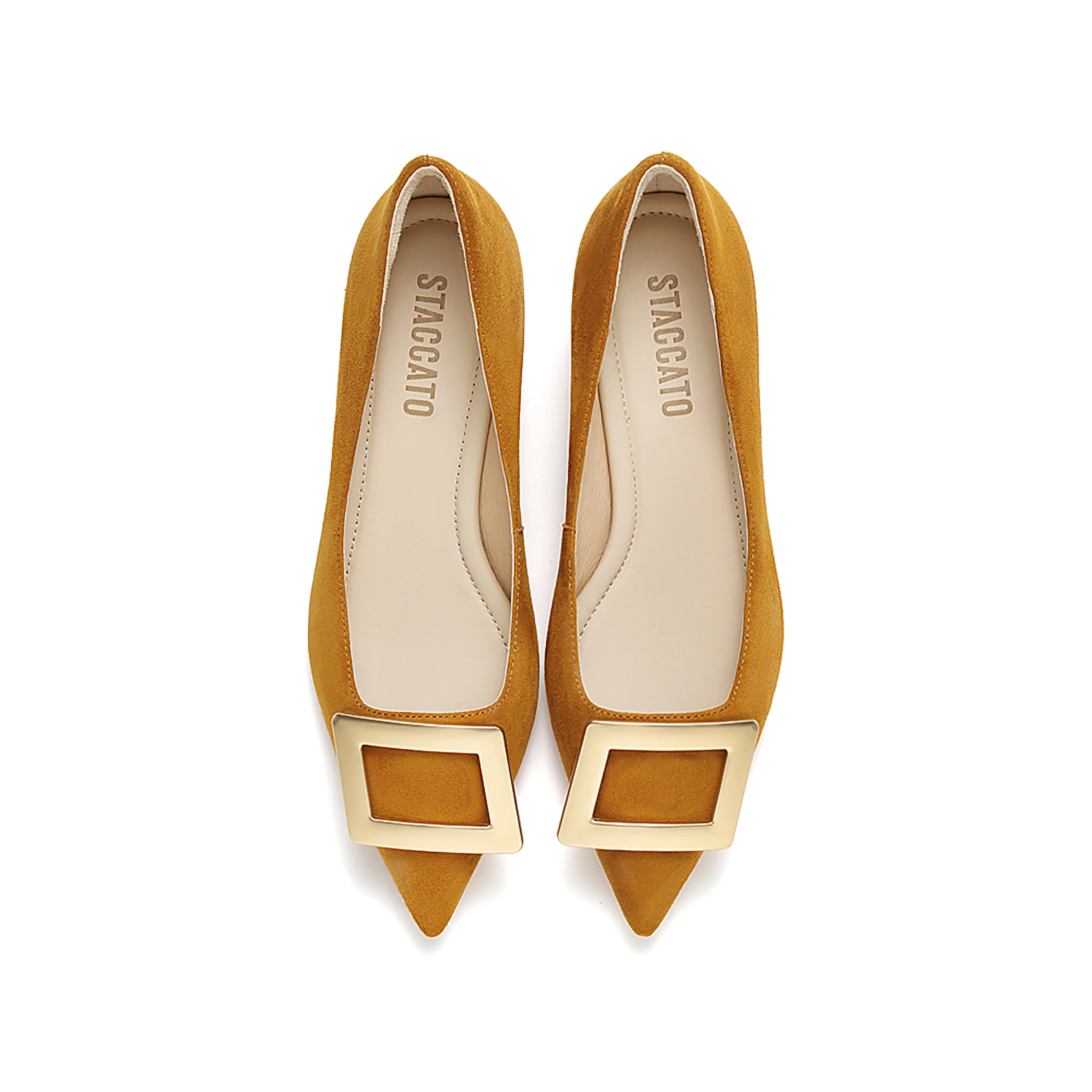 Golden Buckle Camel Kitten Pumps - Image 4