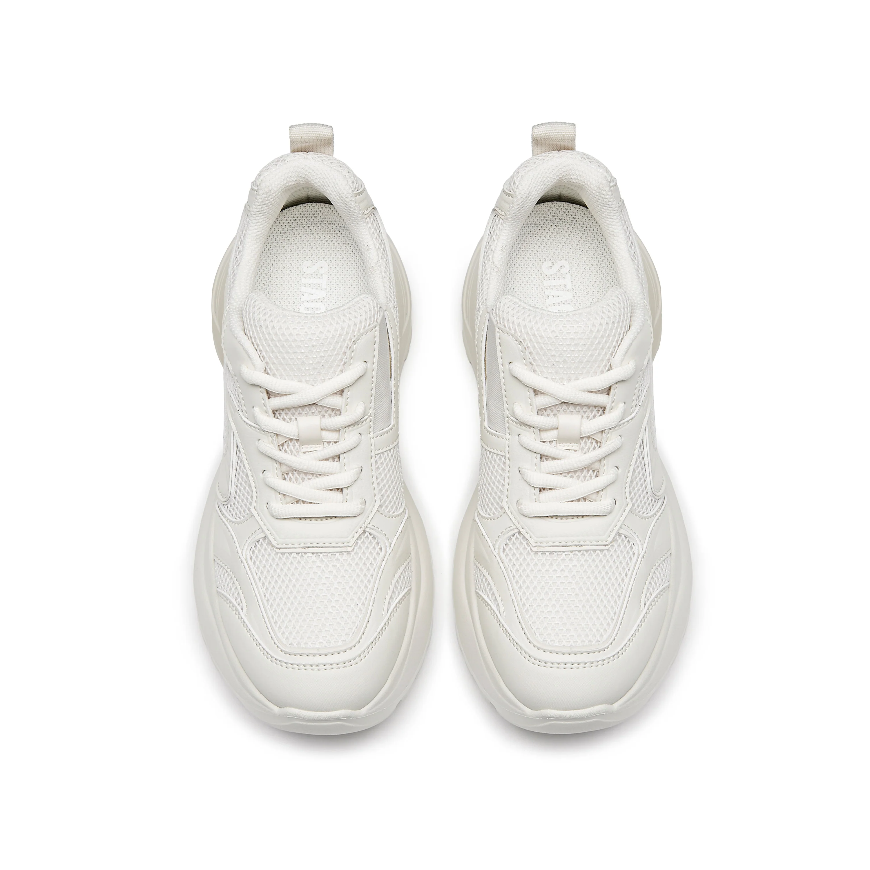 Light Beige Meshed Chunky Sneakers - Image 4