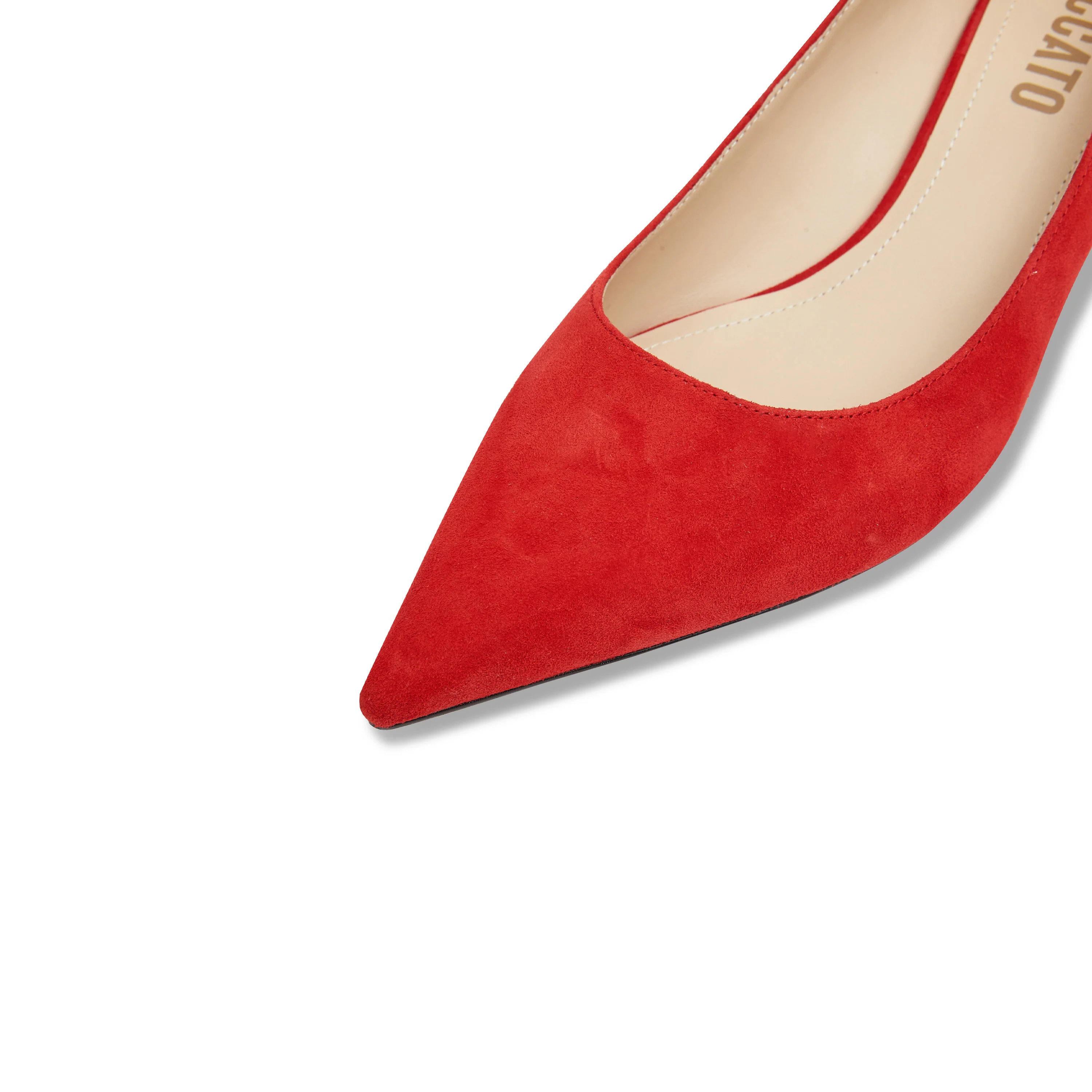 Red Suede Pointy Pumps - Image 5