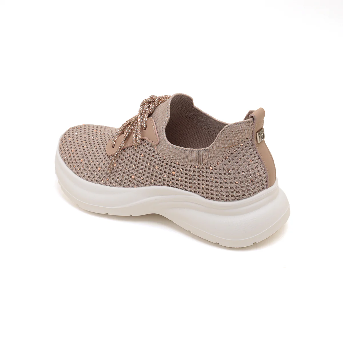 Pastel Knit Crystal Lace Up Sneakers - Image 4