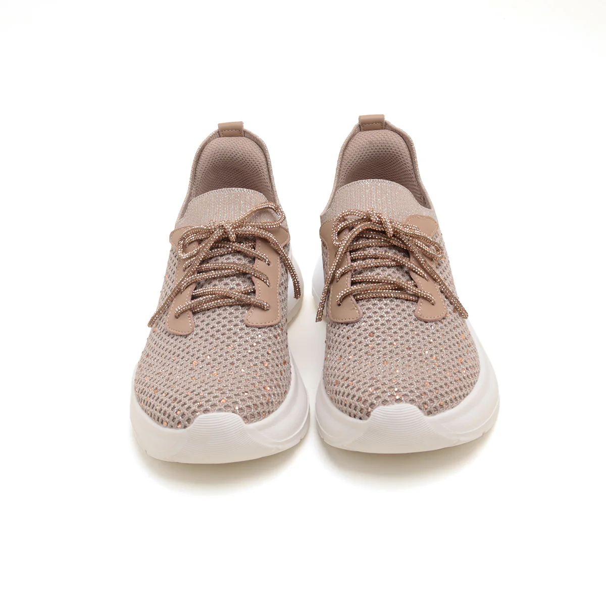 Pastel Knit Crystal Lace Up Sneakers - Image 5