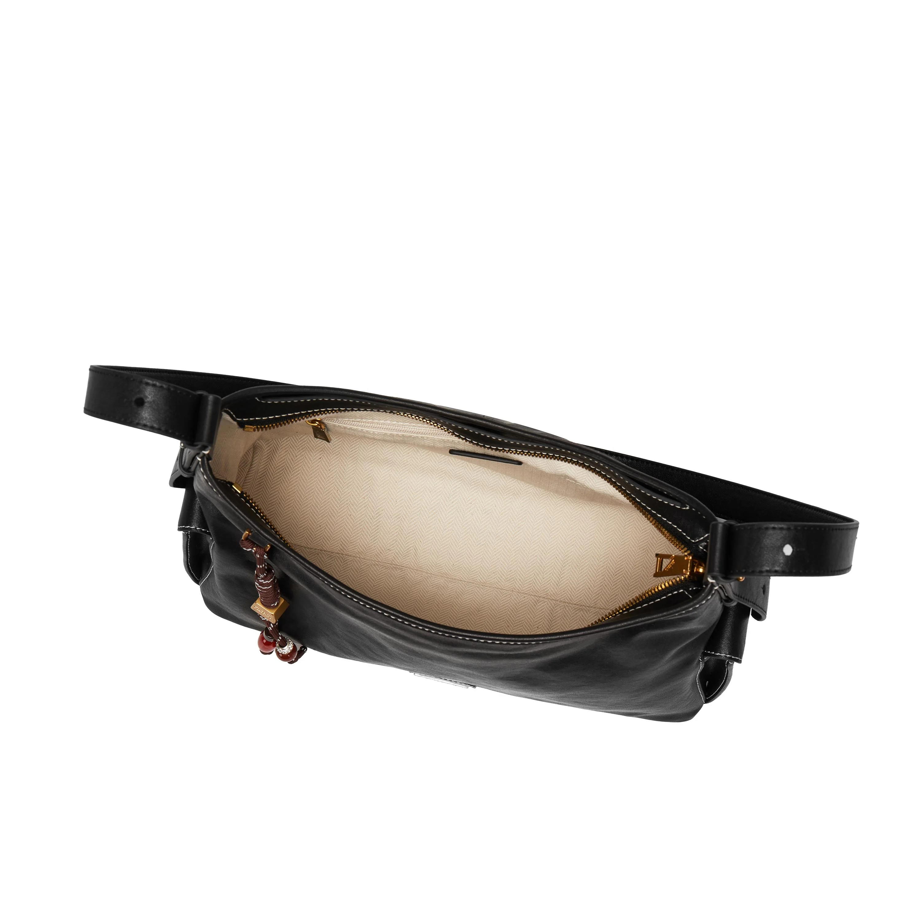 Black Leather Pocket Hobo Bags - Image 4