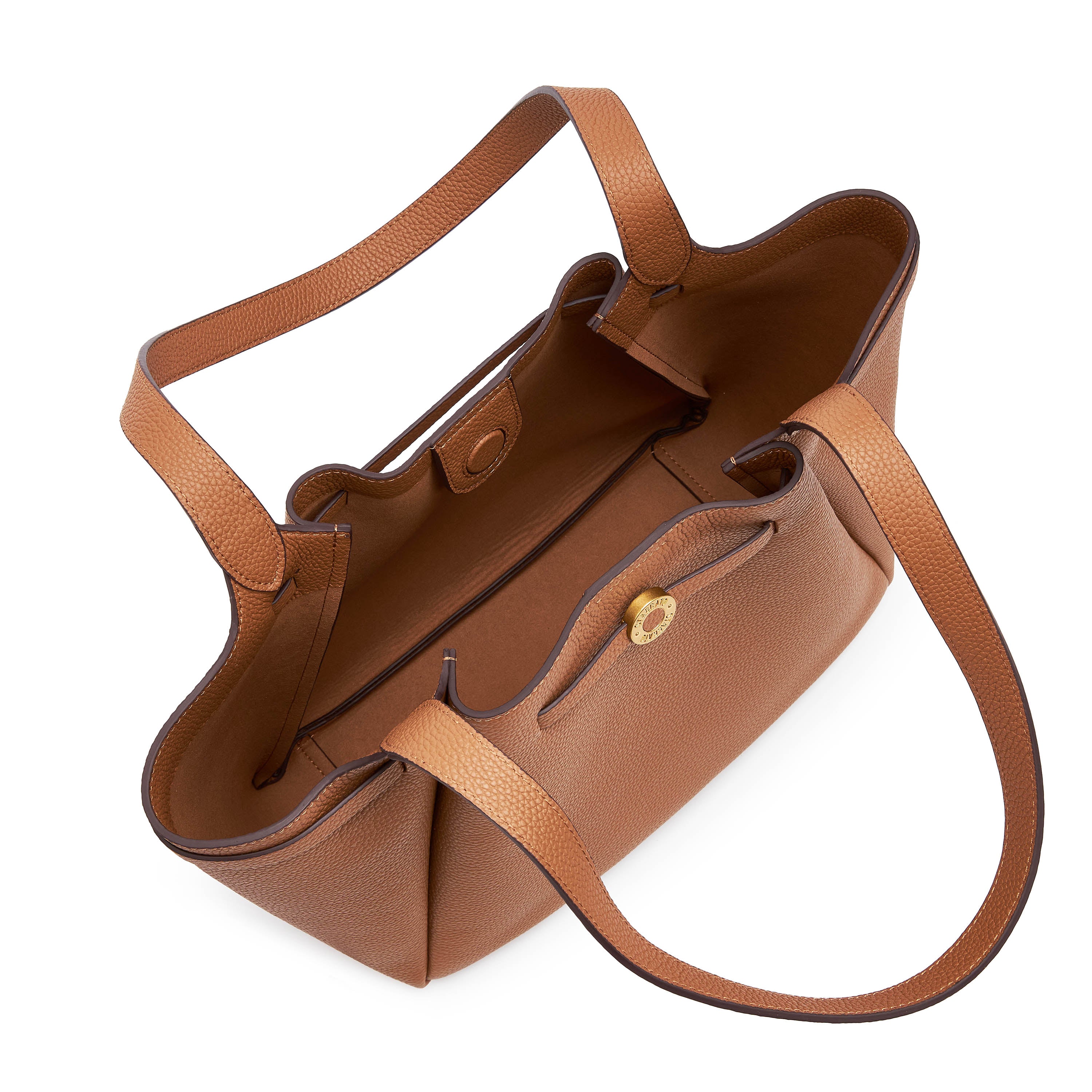 Brown ST Gold Coin Bucket Tote Bags - Image 4