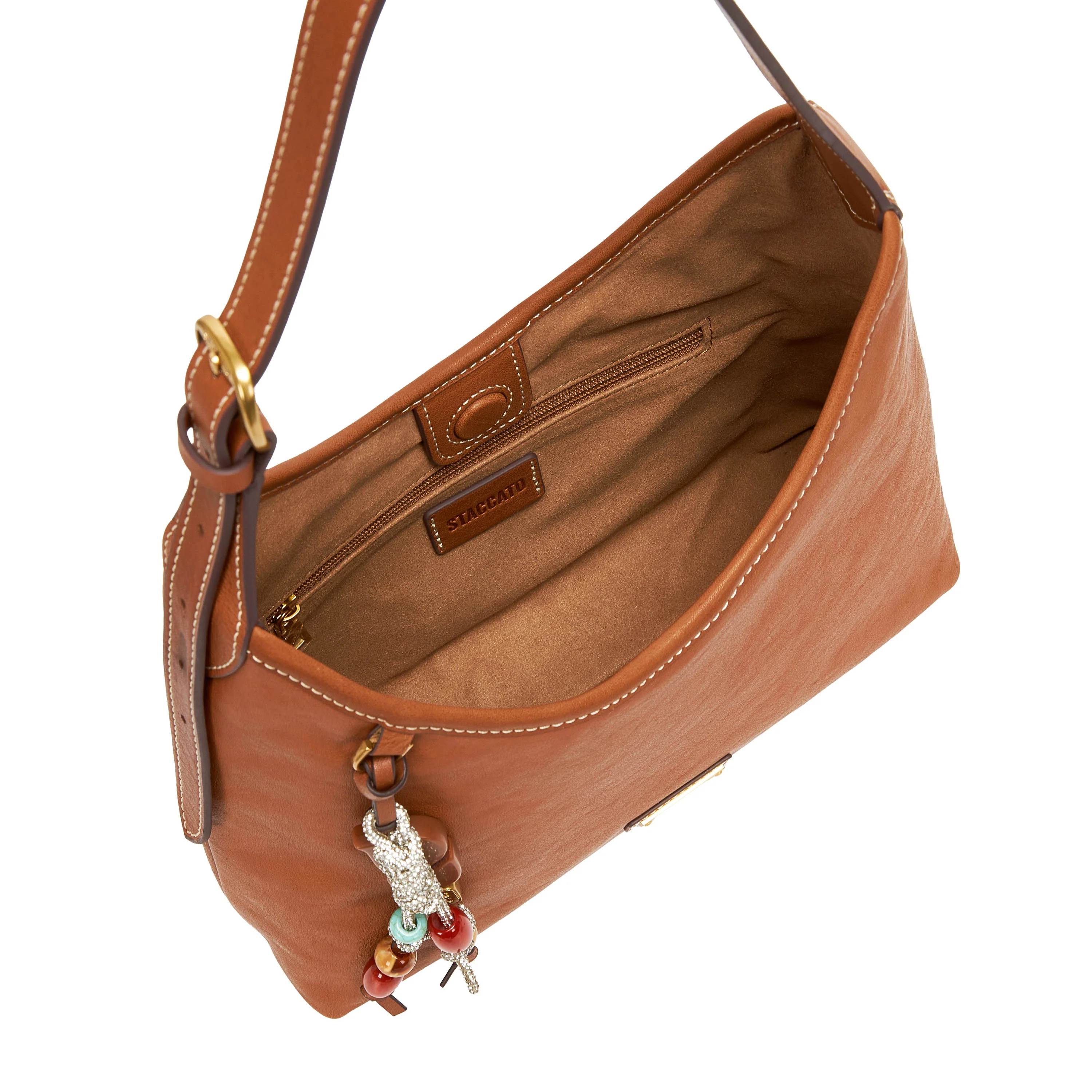 Brown Vintage Lucky Charm Leather Hobo Bag - Image 4