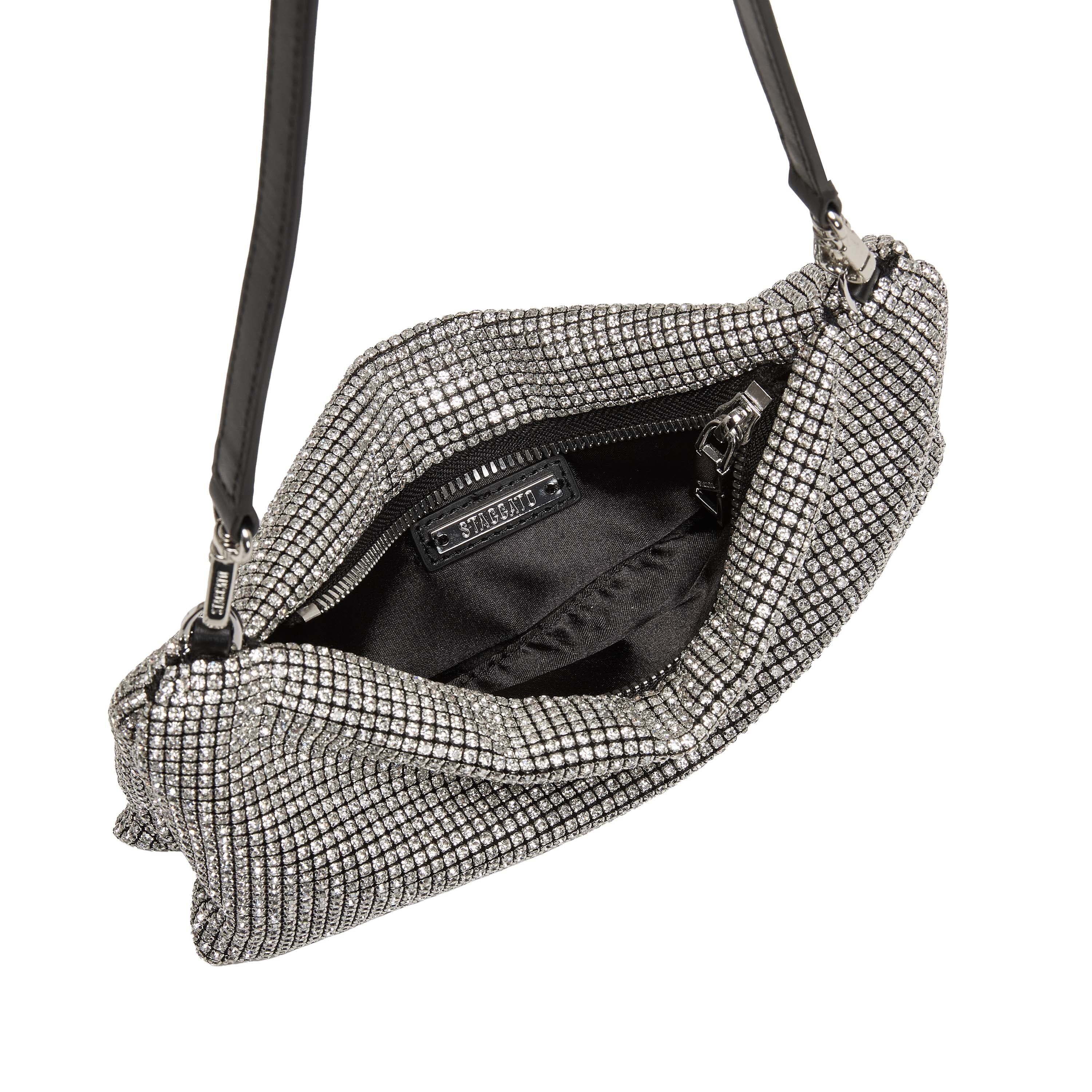 Girly White Crystal Leather Handbag - Image 4