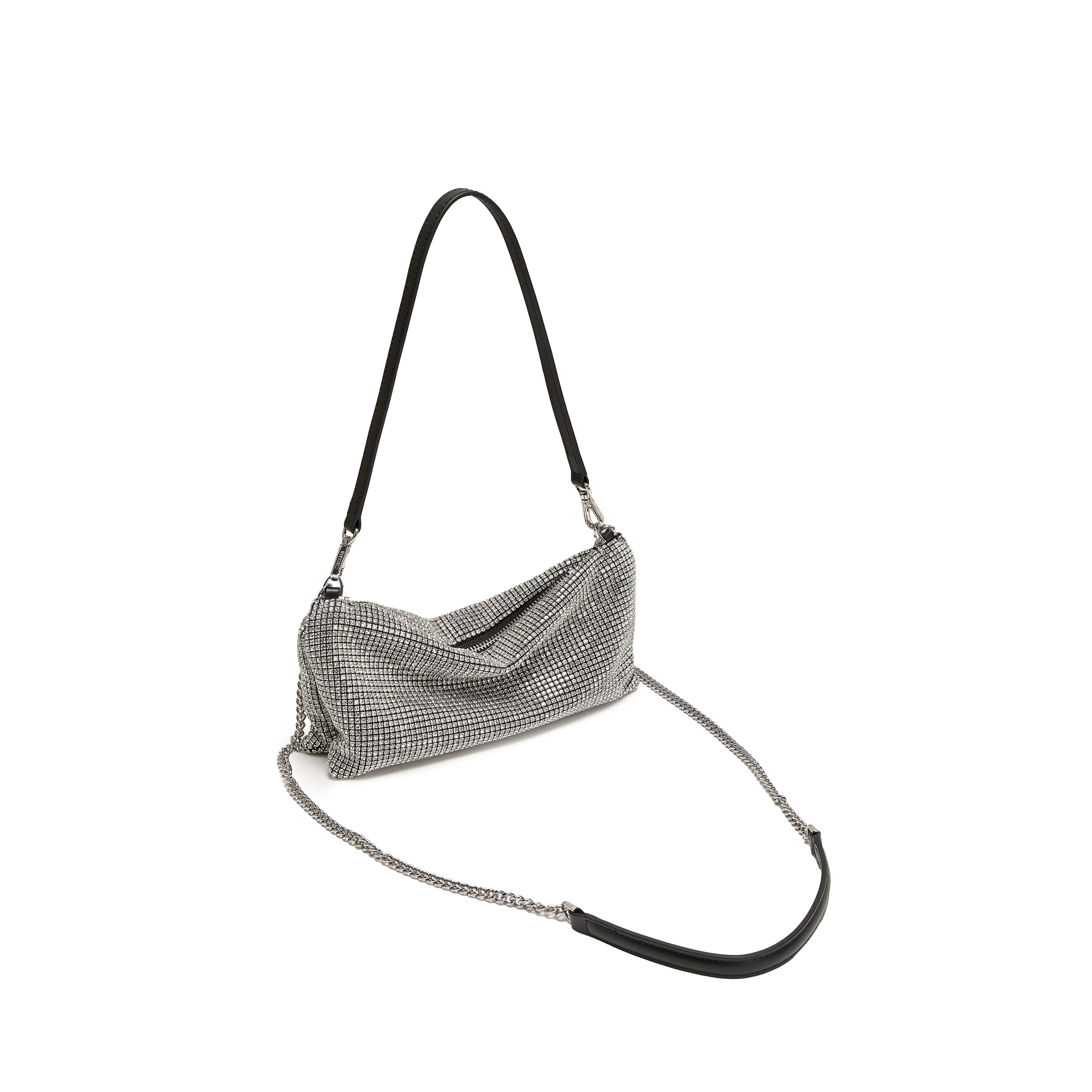 Girly White Crystal Leather Handbag - Image 6