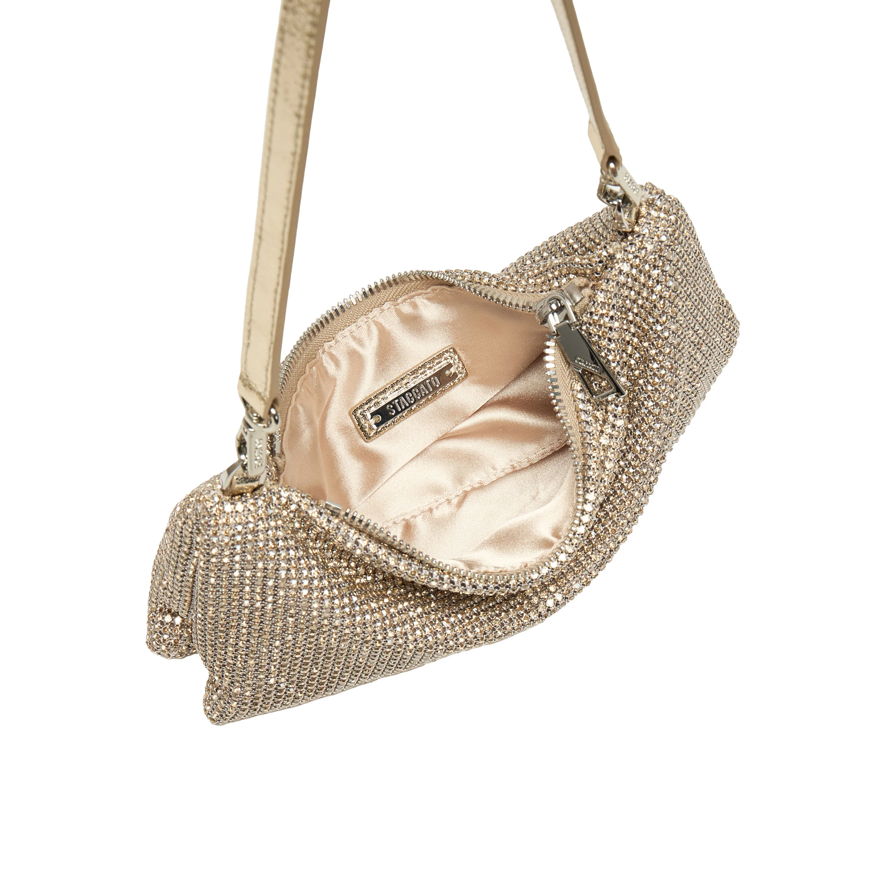 Girly Champagne Crystal Leather Handbag - Image 3