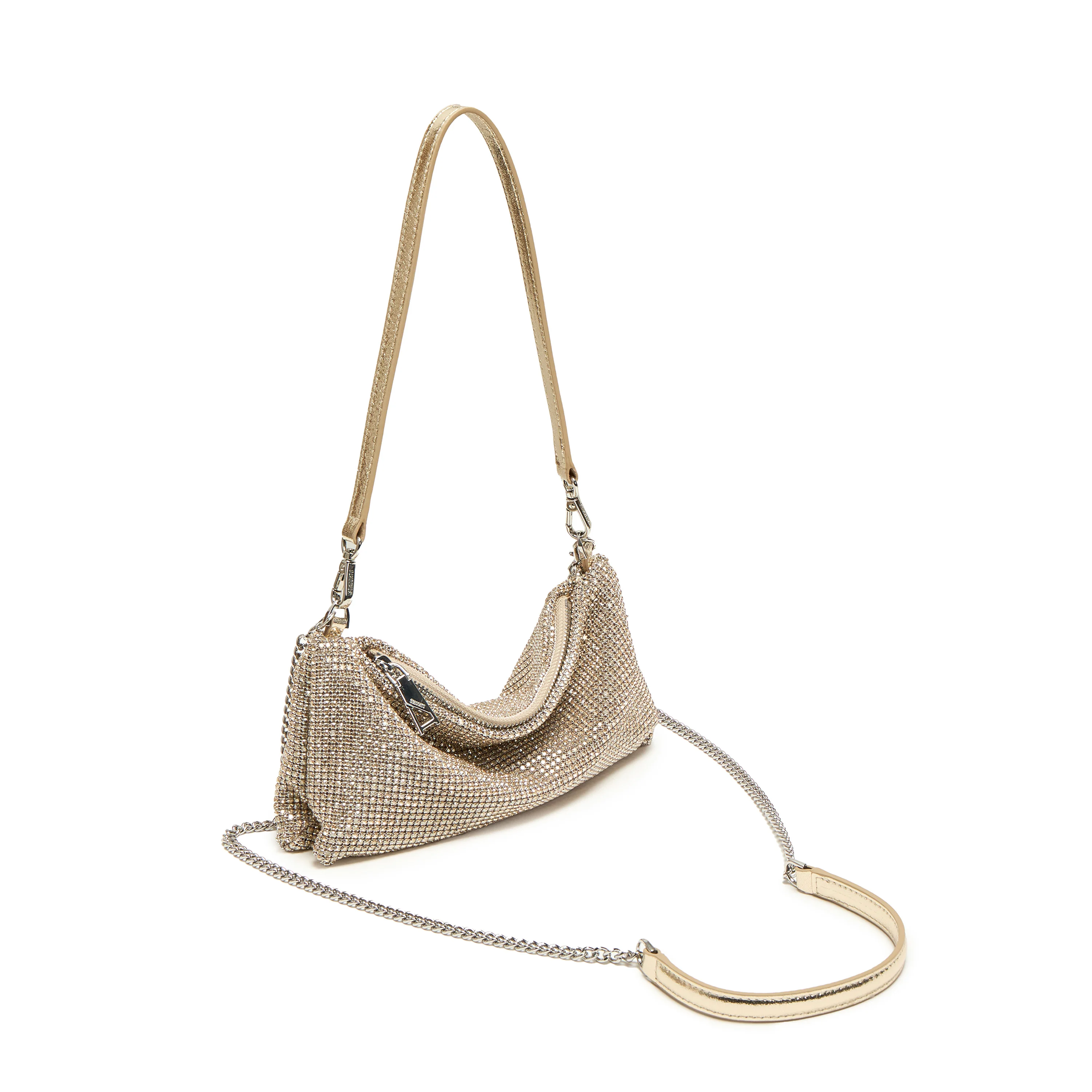Girly Champagne Crystal Leather Handbag - Image 5