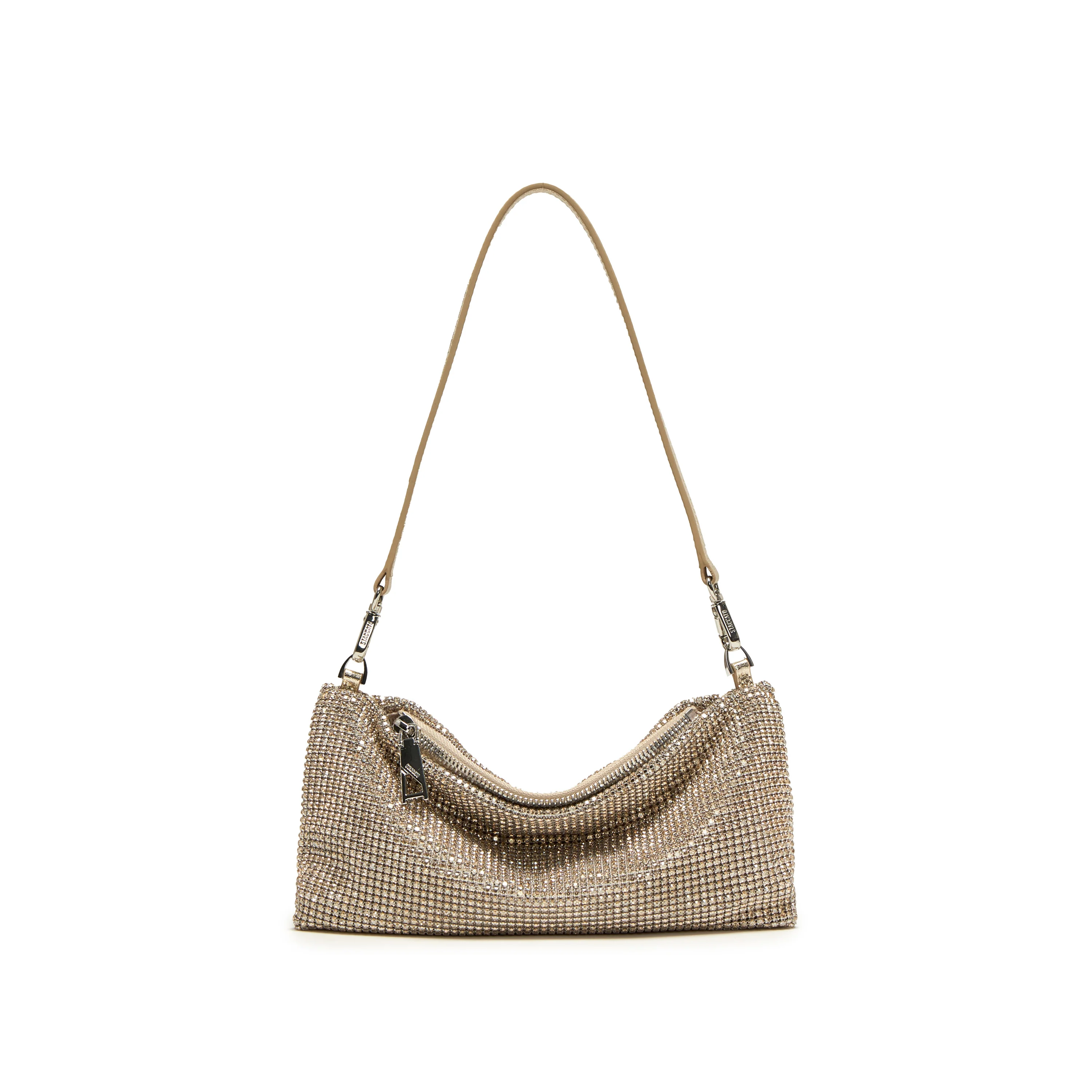 Girly Champagne Crystal Leather Handbag - Image 9