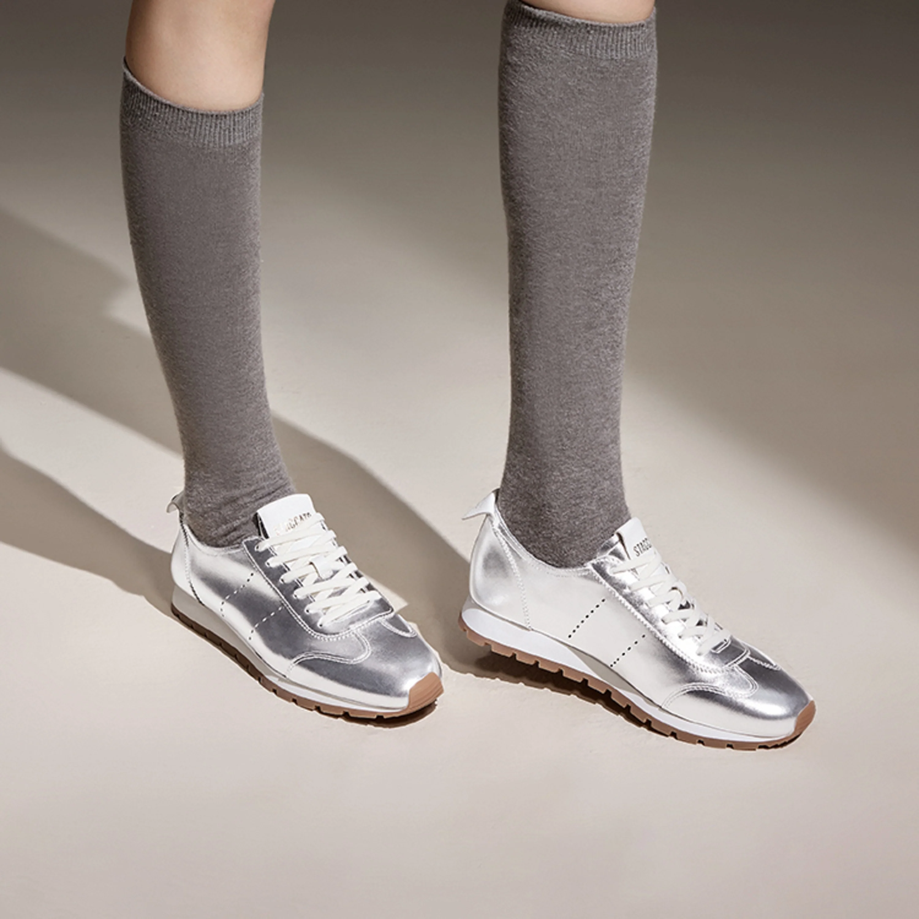 Silver Leather Slim- cut Lace-up Runner - Image 6