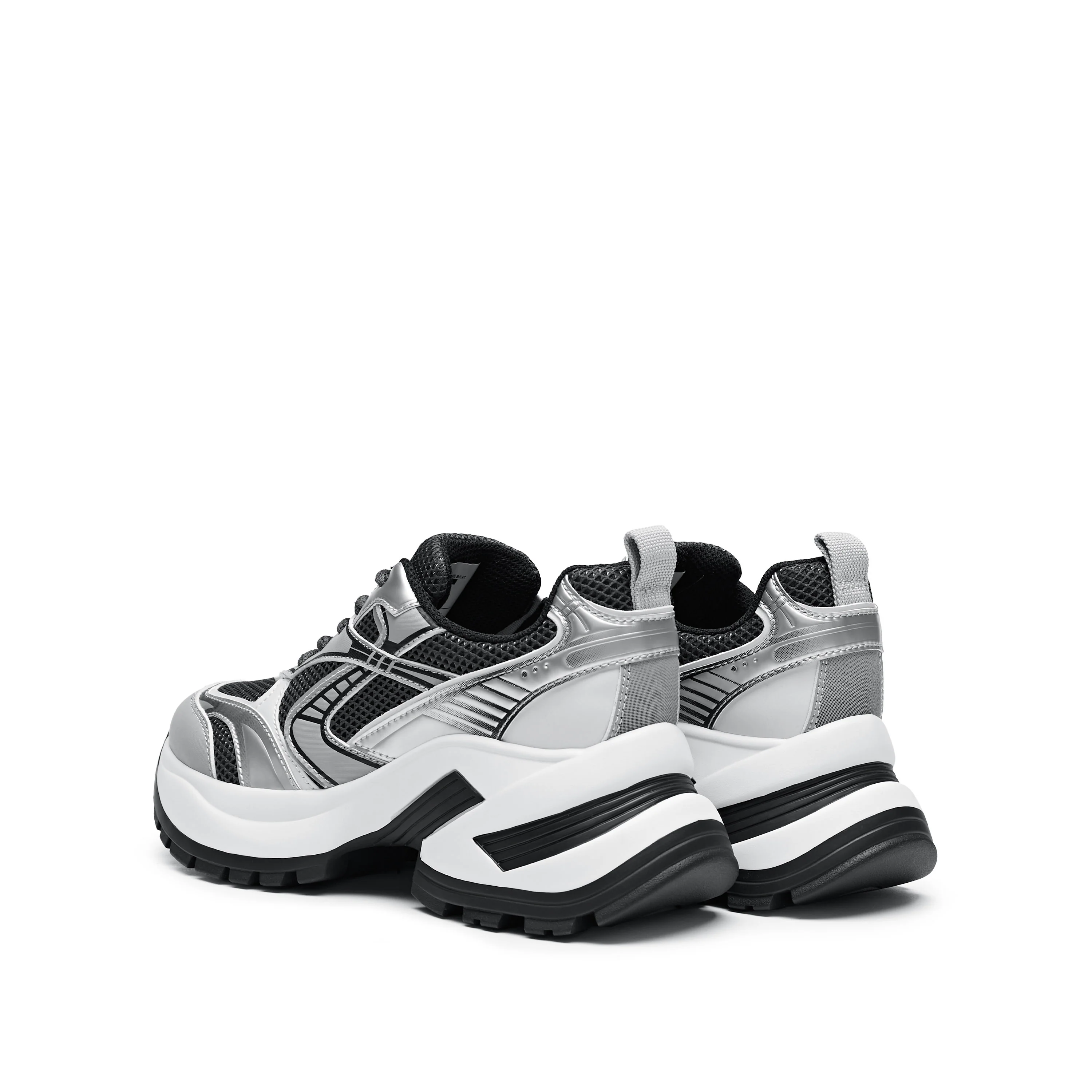 Sliver- Grey Meshed Chunky Sneakers - Image 3