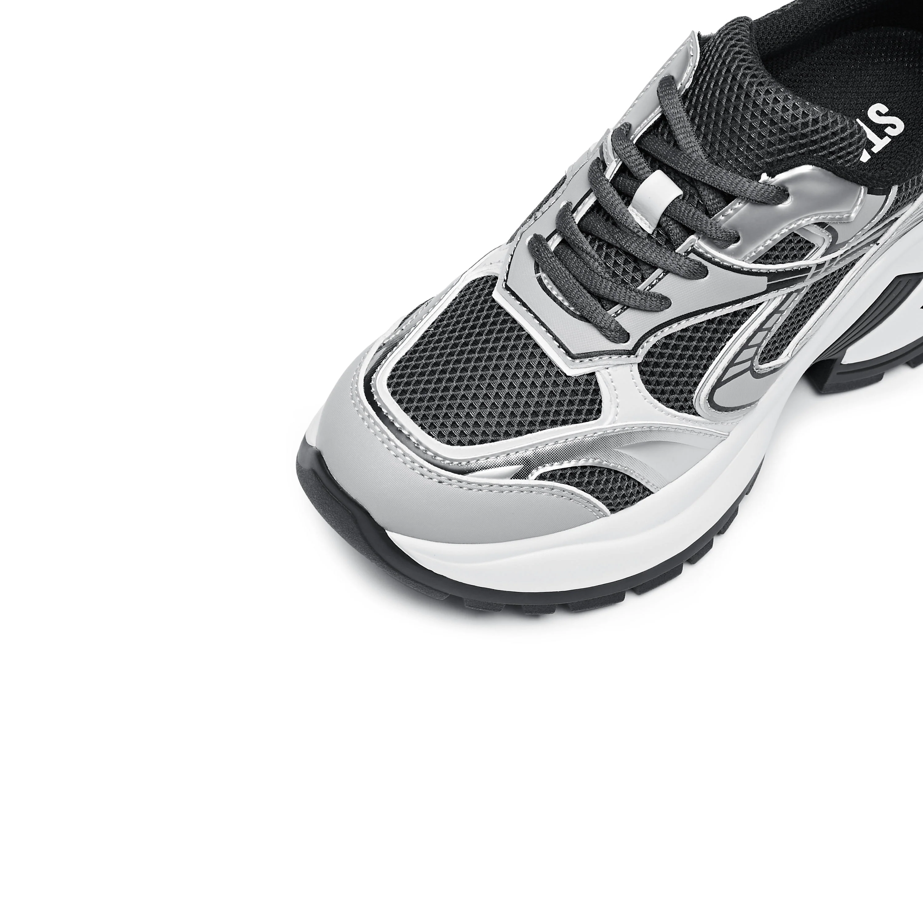 Sliver- Grey Meshed Chunky Sneakers - Image 5