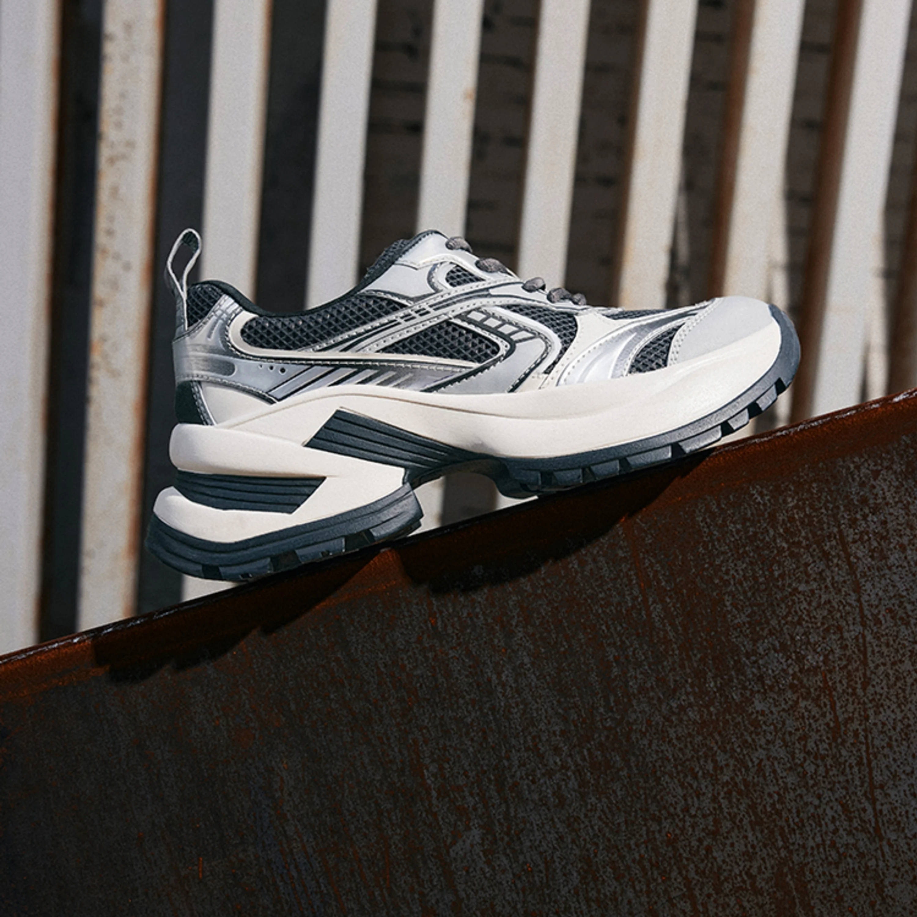 Sliver- Grey Meshed Chunky Sneakers - Image 6