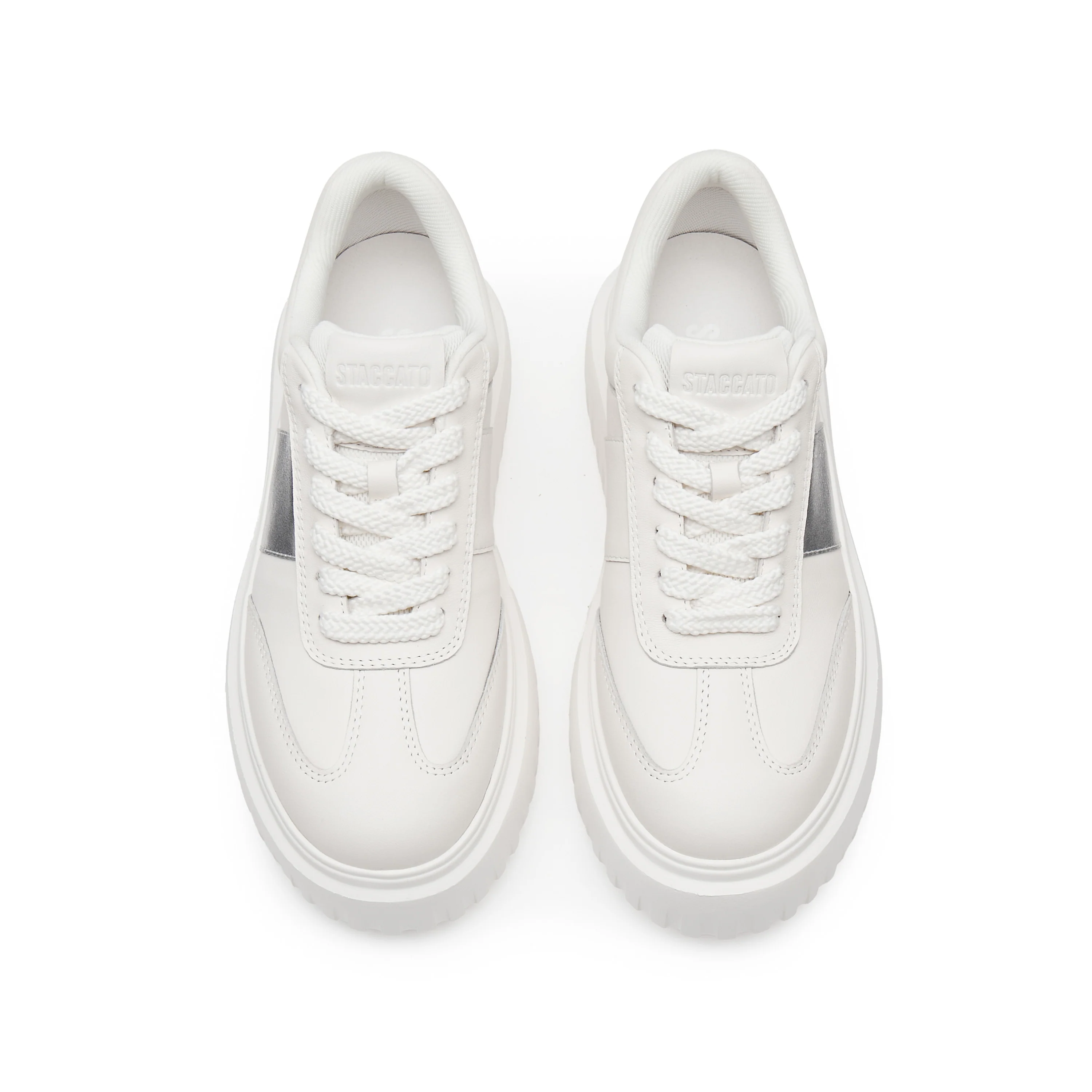 White Platform Leather Cookie Sneakers - Image 4