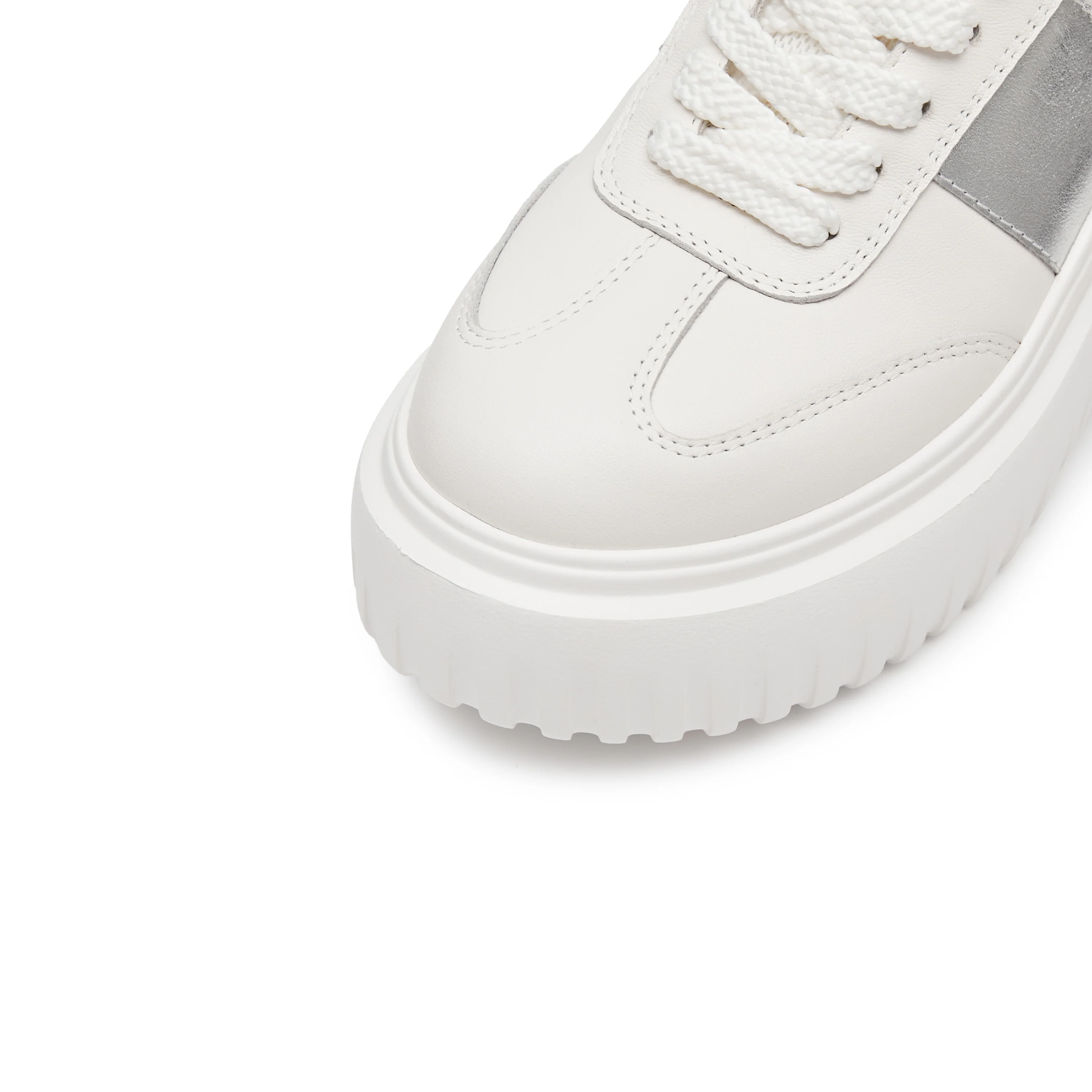 White Platform Leather Cookie Sneakers - Image 5