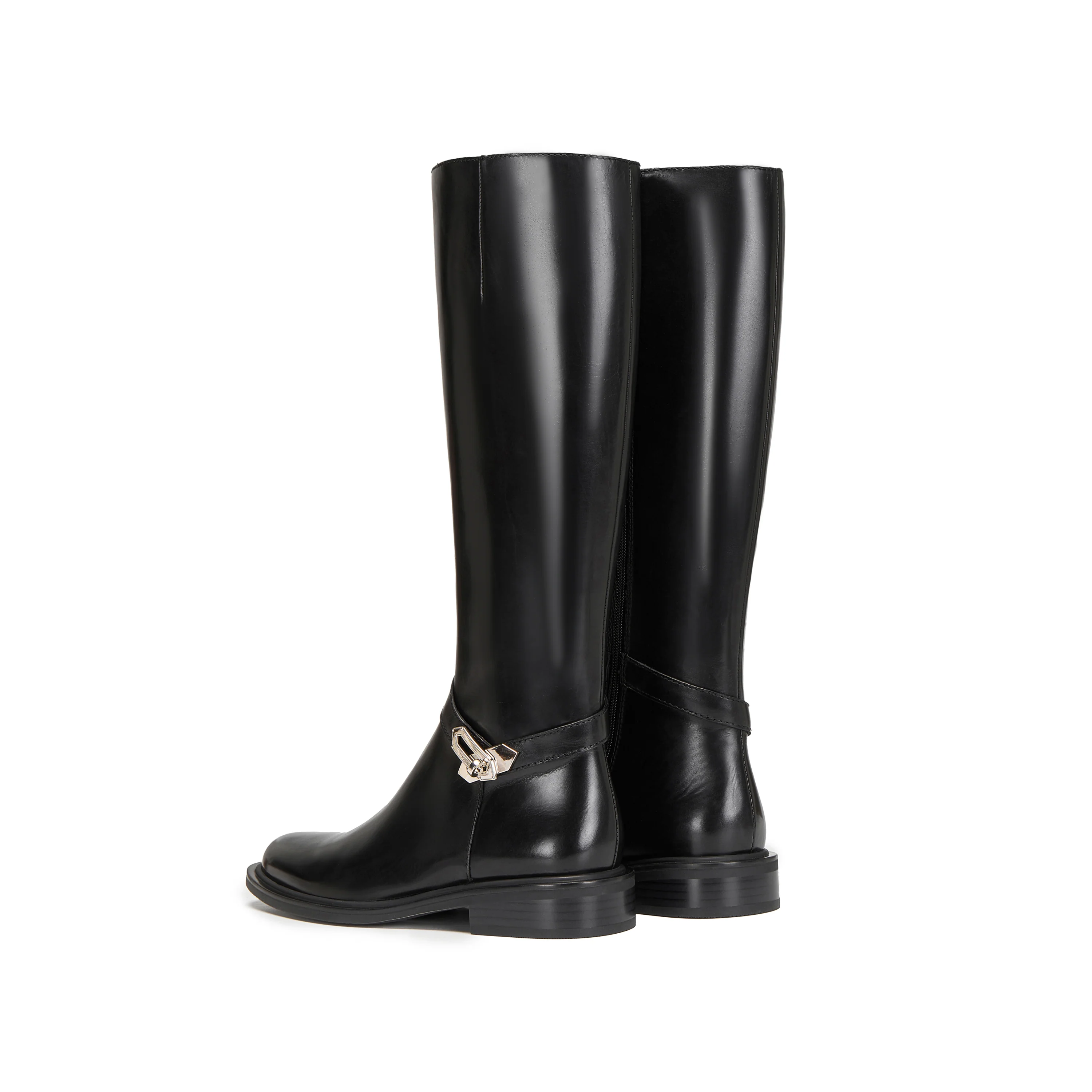 Black Buckle Ankle Strap High Knee Boots - Image 3