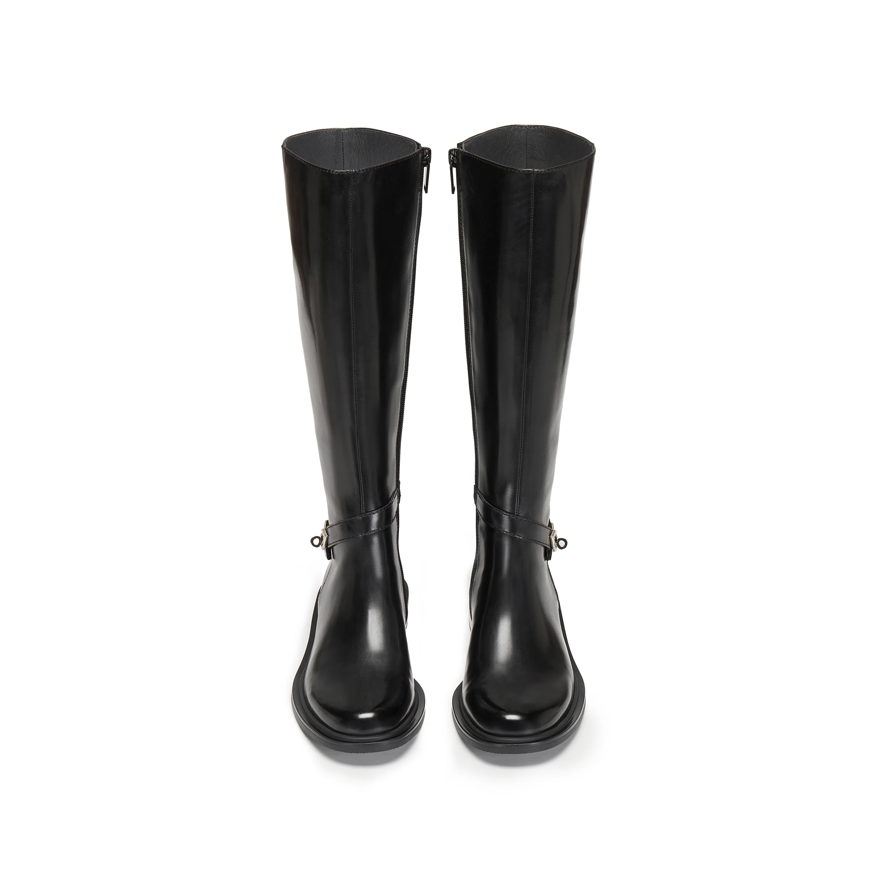 Black Buckle Ankle Strap High Knee Boots - Image 4
