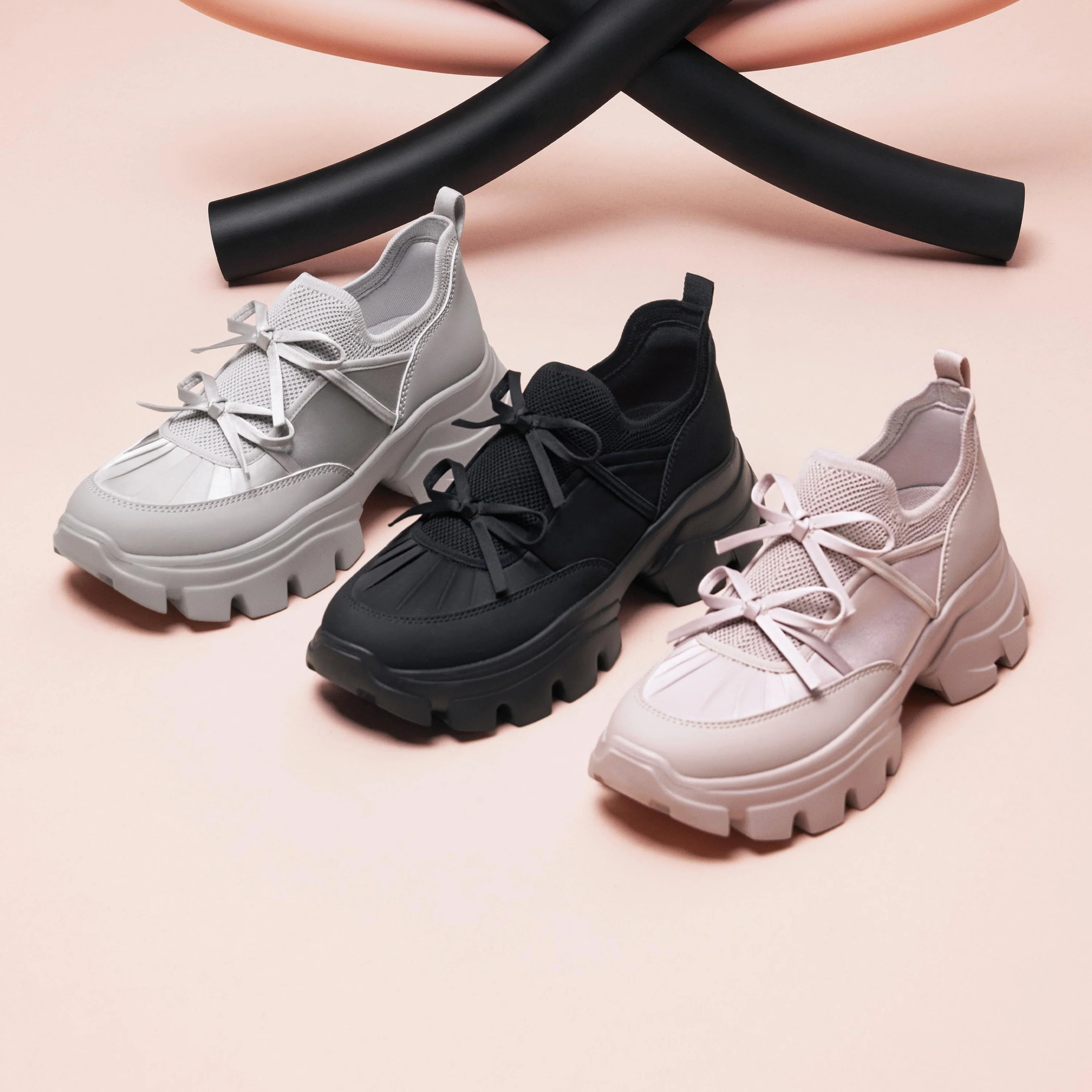 Pastel Bows Satin Chunky Sneakers - Image 9