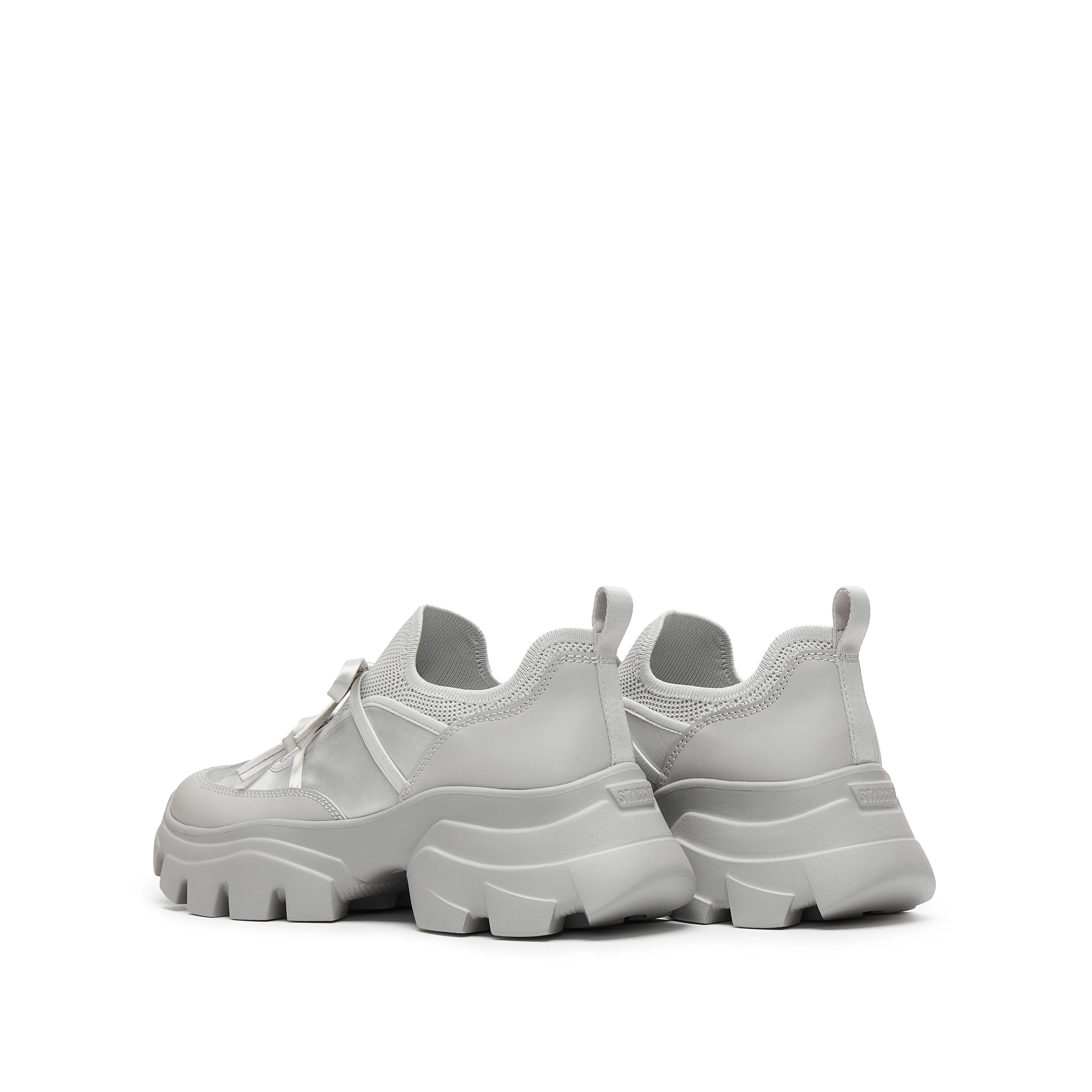 Grey Bows Satin Chunky Sneakers - Image 3