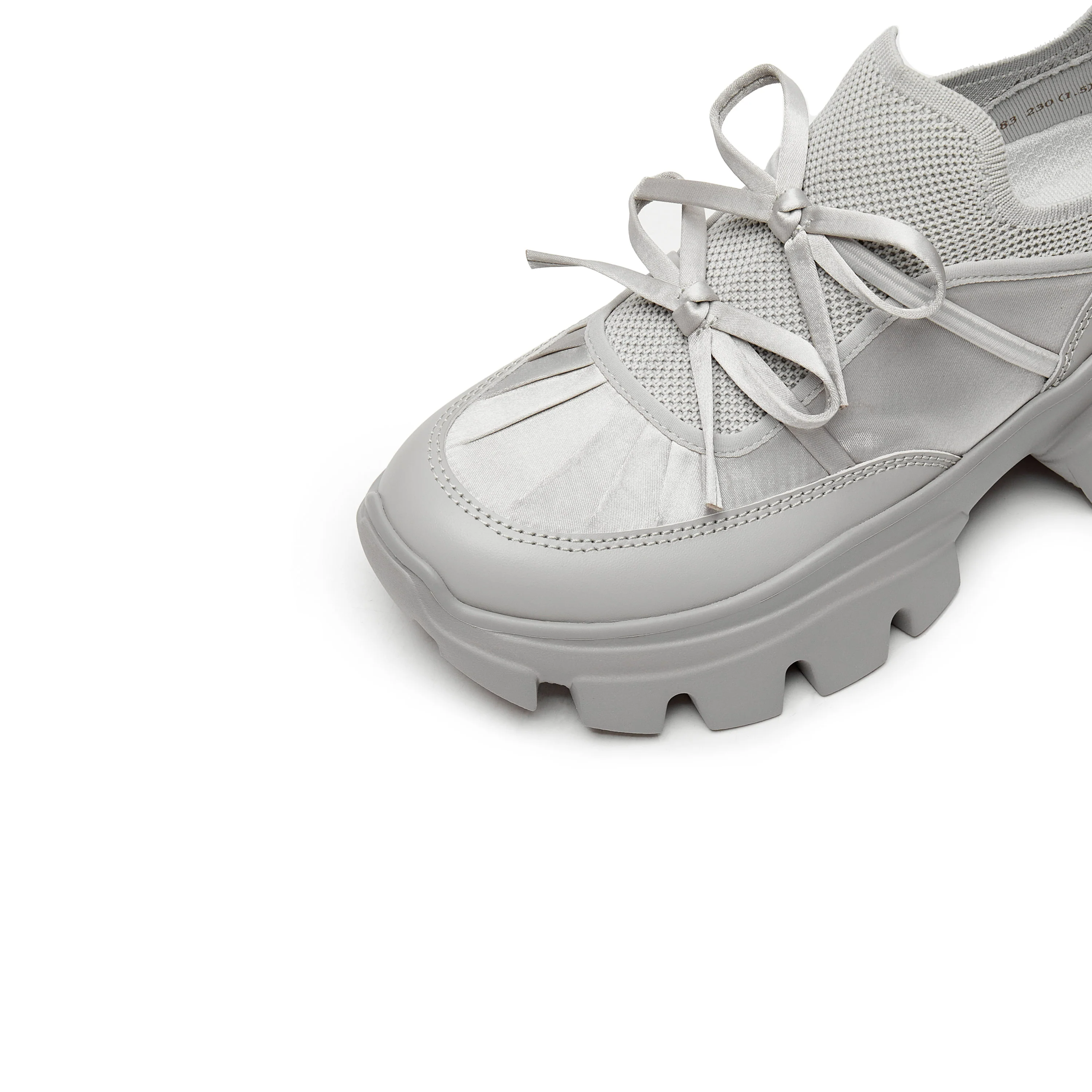 Grey Bows Satin Chunky Sneakers - Image 5