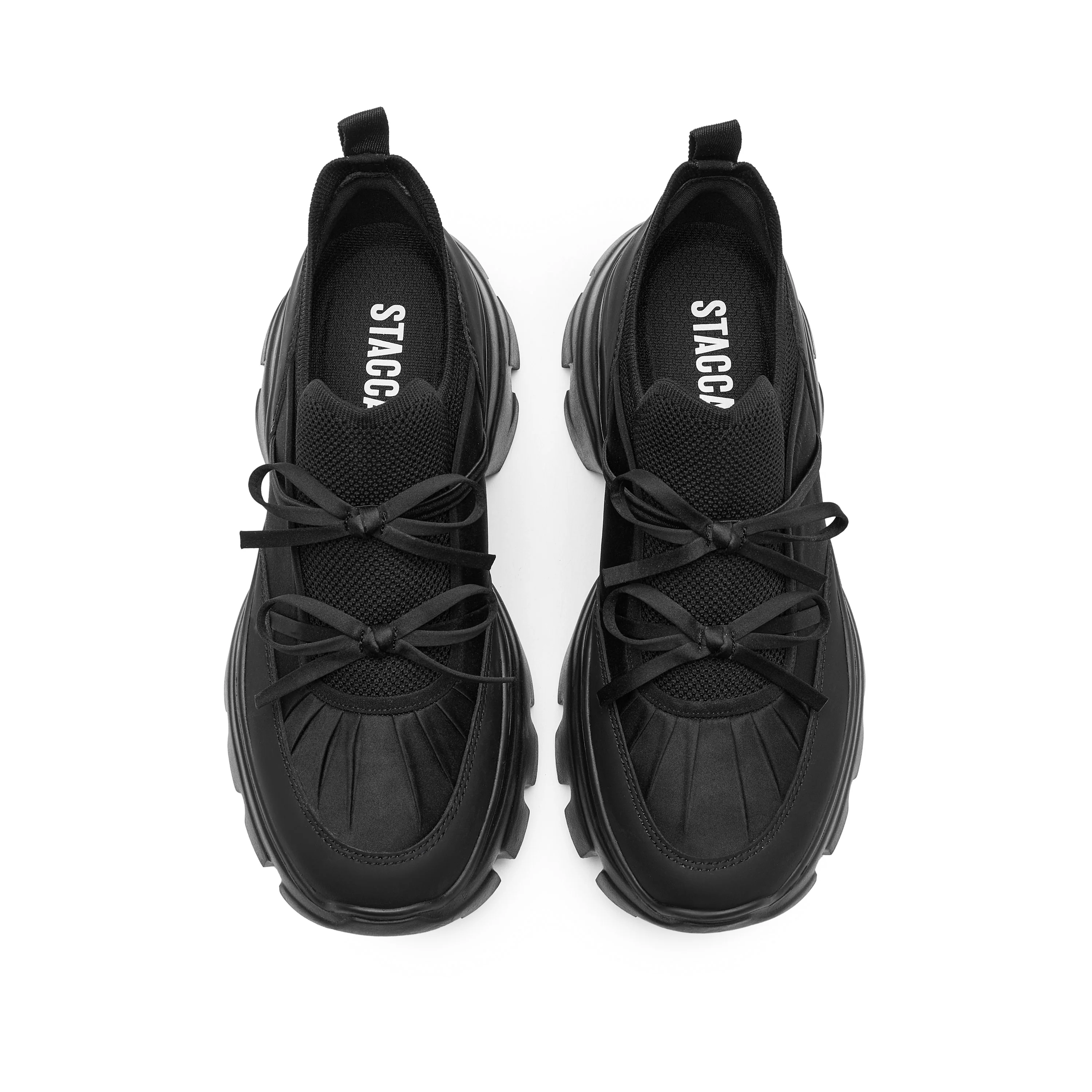 Black Bows Satin Chunky Sneakers - Image 4