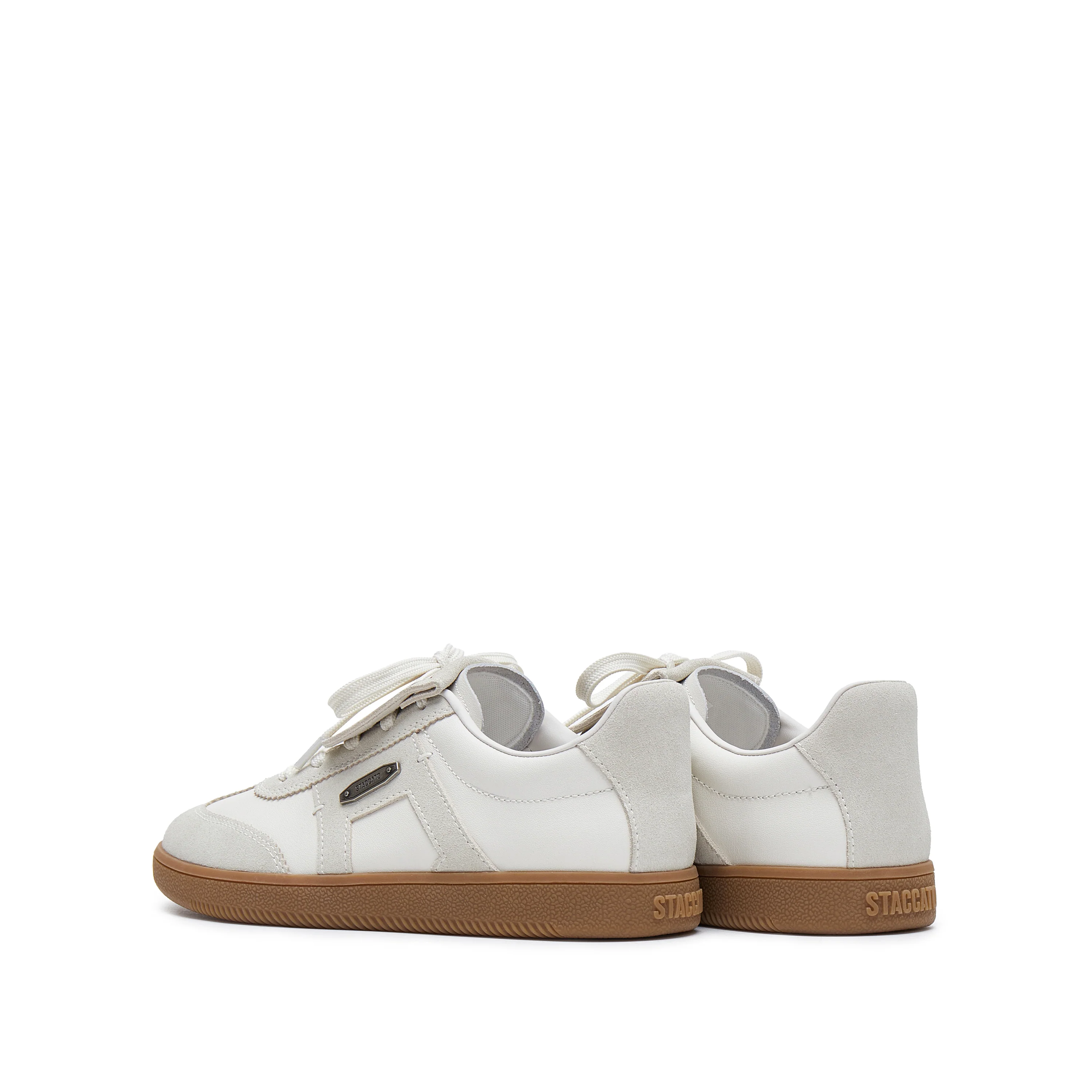 Beige Lace-Up Detachable Tongue Sneakers - Image 3