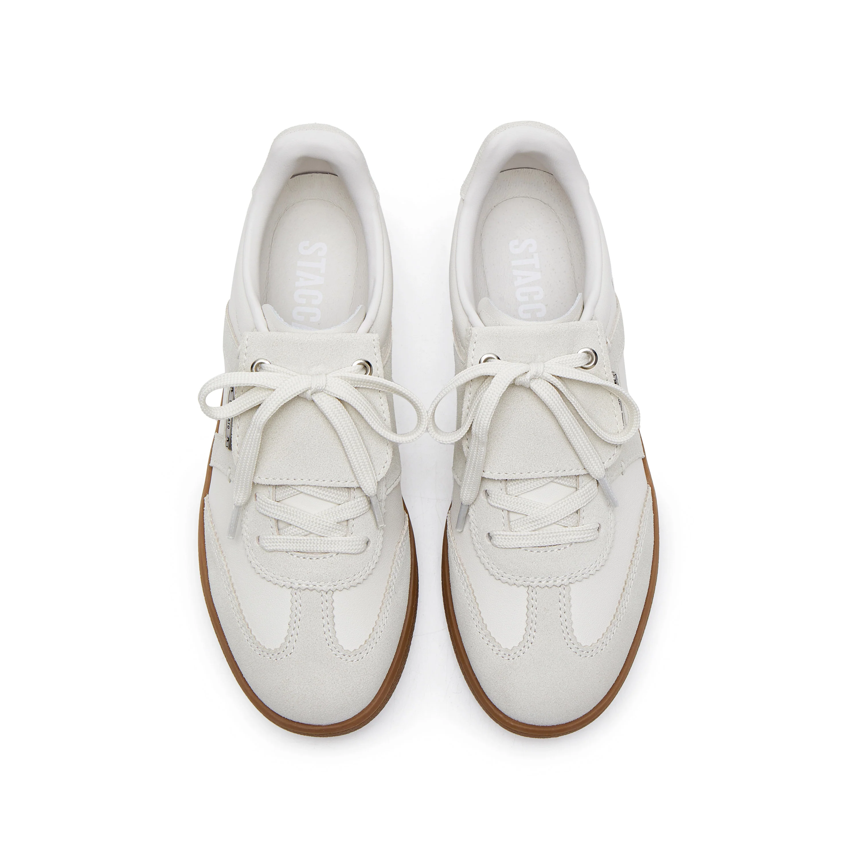 Beige Lace-Up Detachable Tongue Sneakers - Image 4