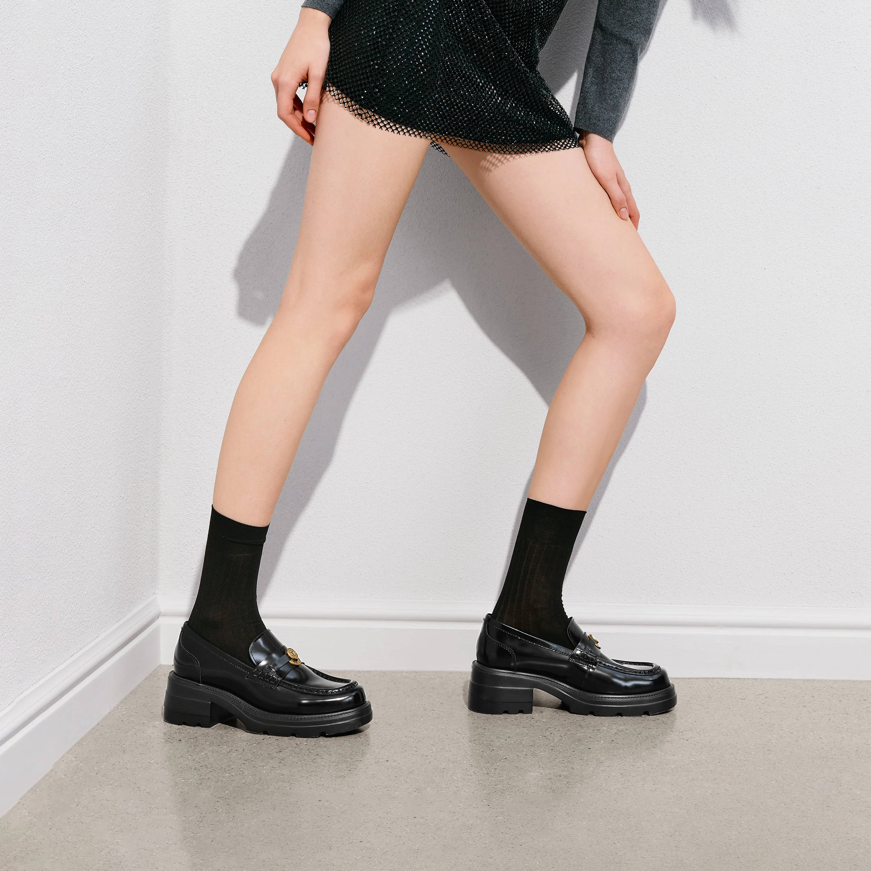 Black ST Lucky Coin Classic Flatform Loafers - Image 10