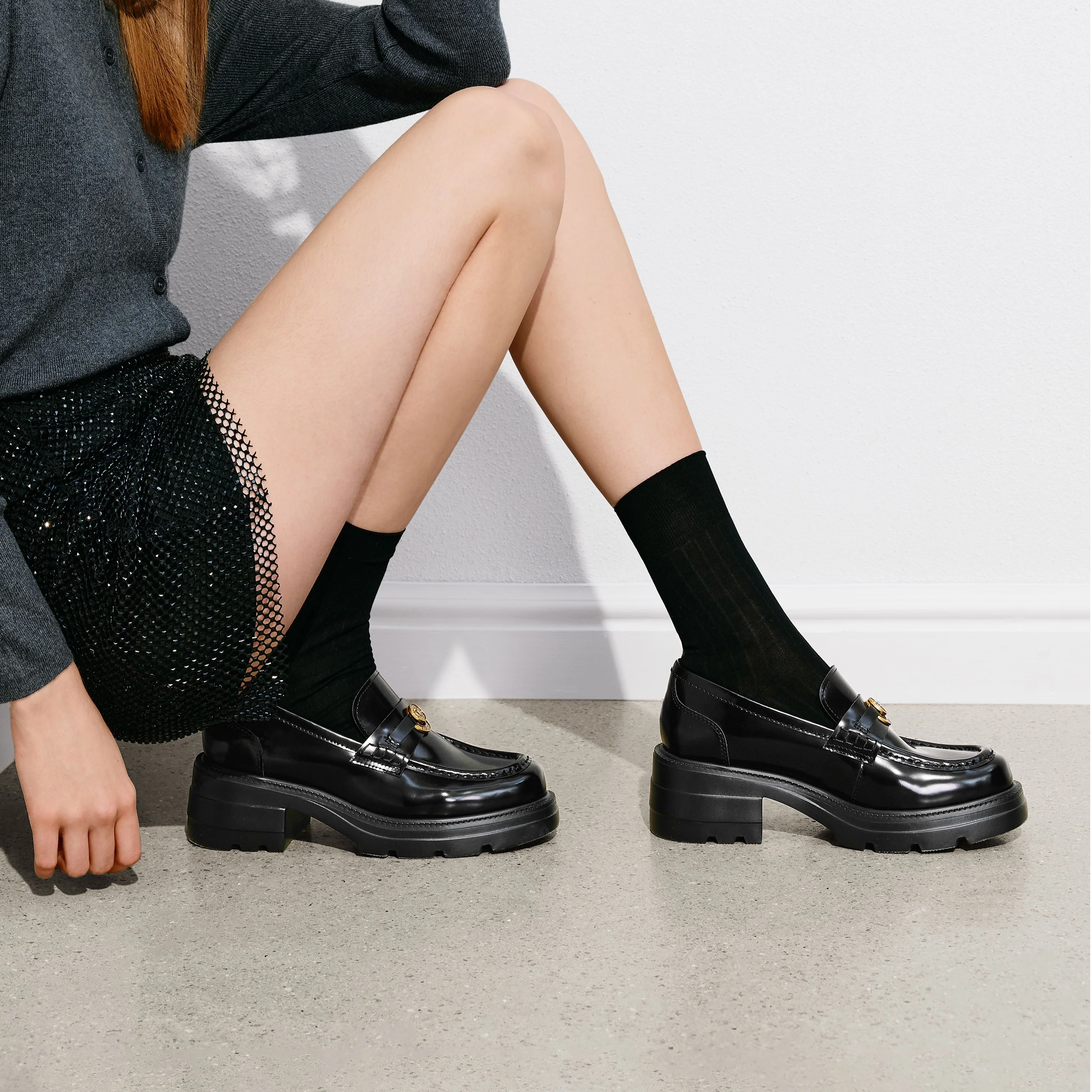 Black ST Lucky Coin Classic Flatform Loafers - Image 12