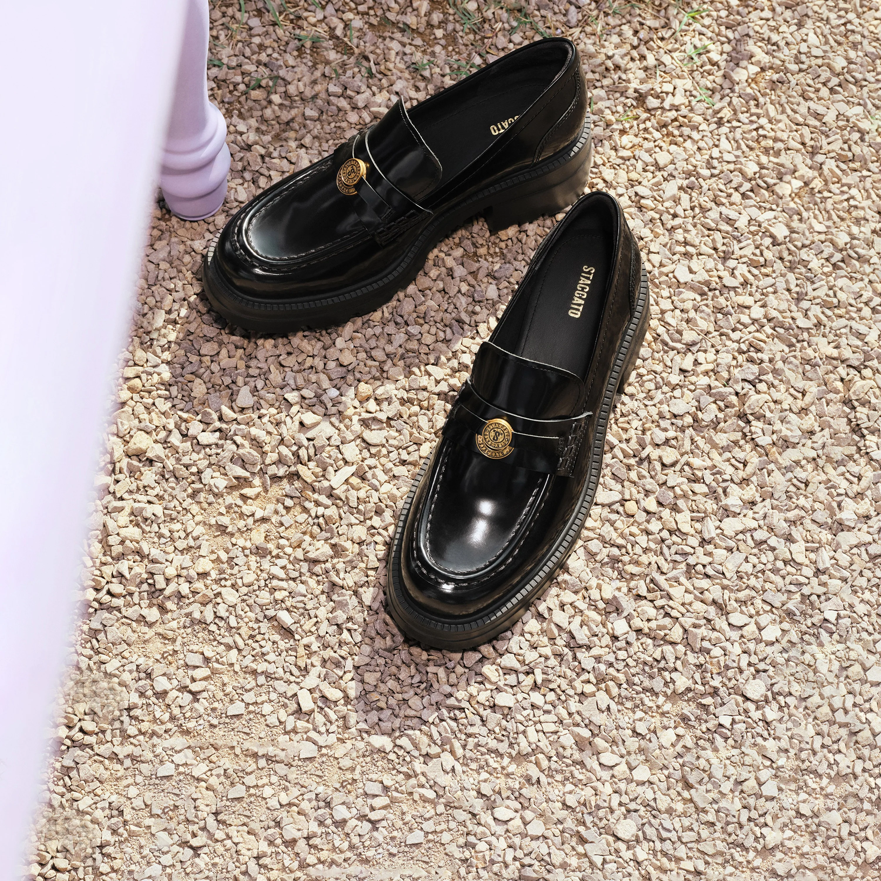 Black ST Lucky Coin Classic Flatform Loafers - Image 7