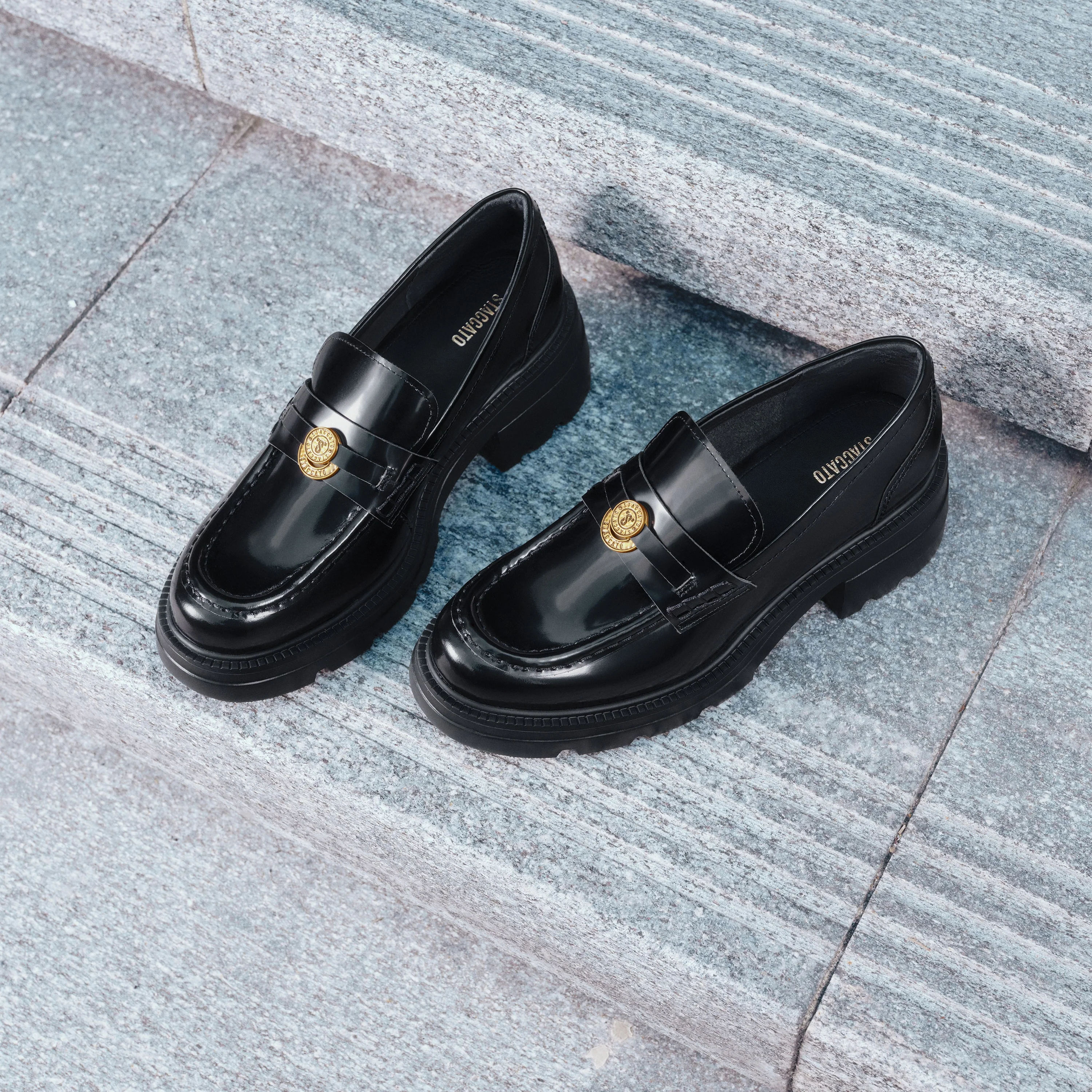 Black ST Lucky Coin Classic Flatform Loafers - Image 8