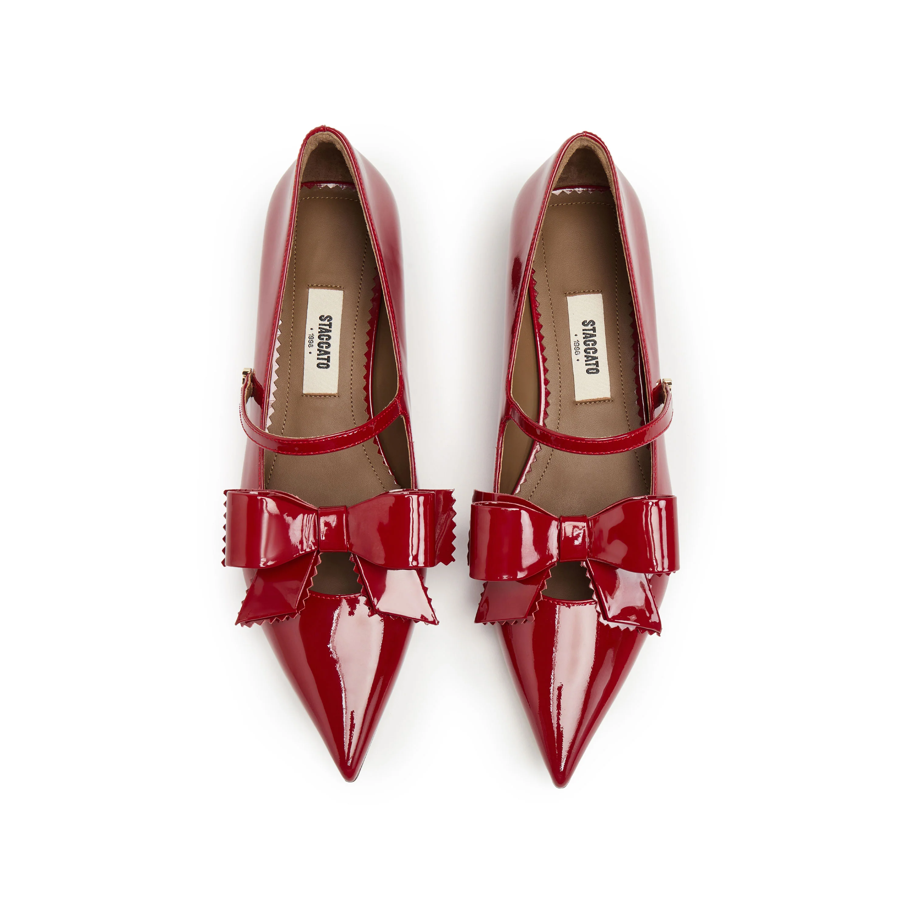 Red Bow Patent Pointed Mary Jane Flats - Image 4