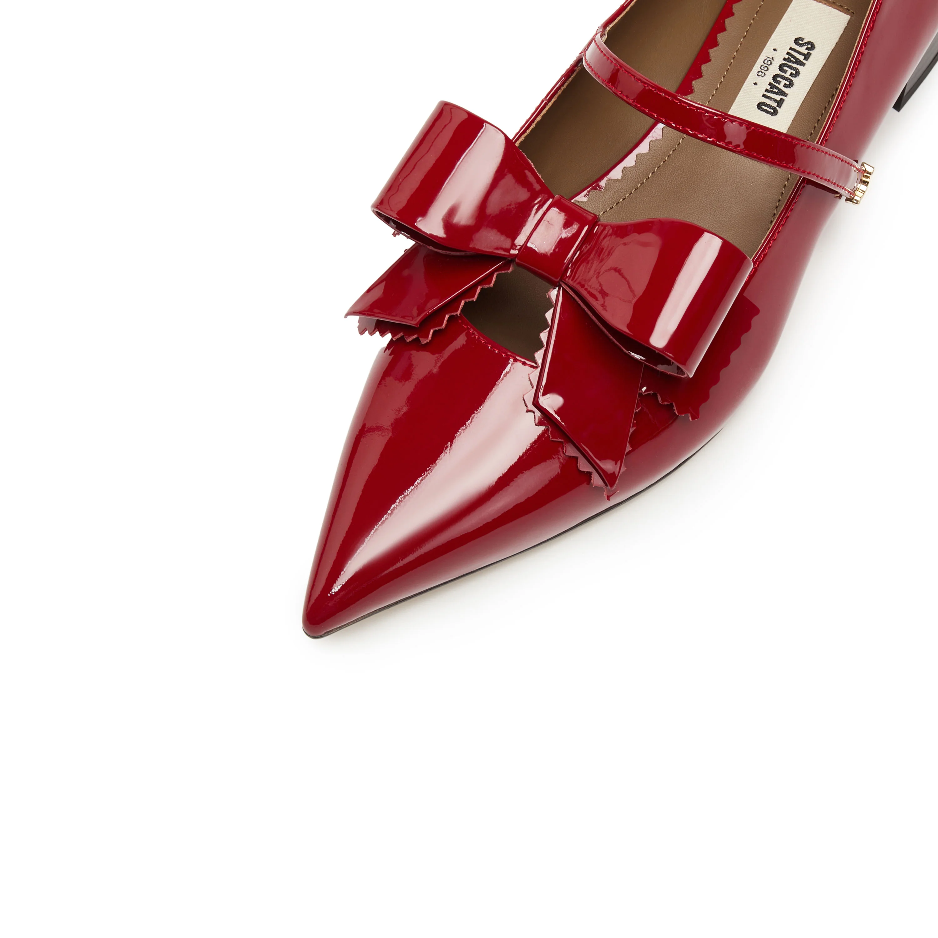 Red Bow Patent Pointed Mary Jane Flats - Image 5