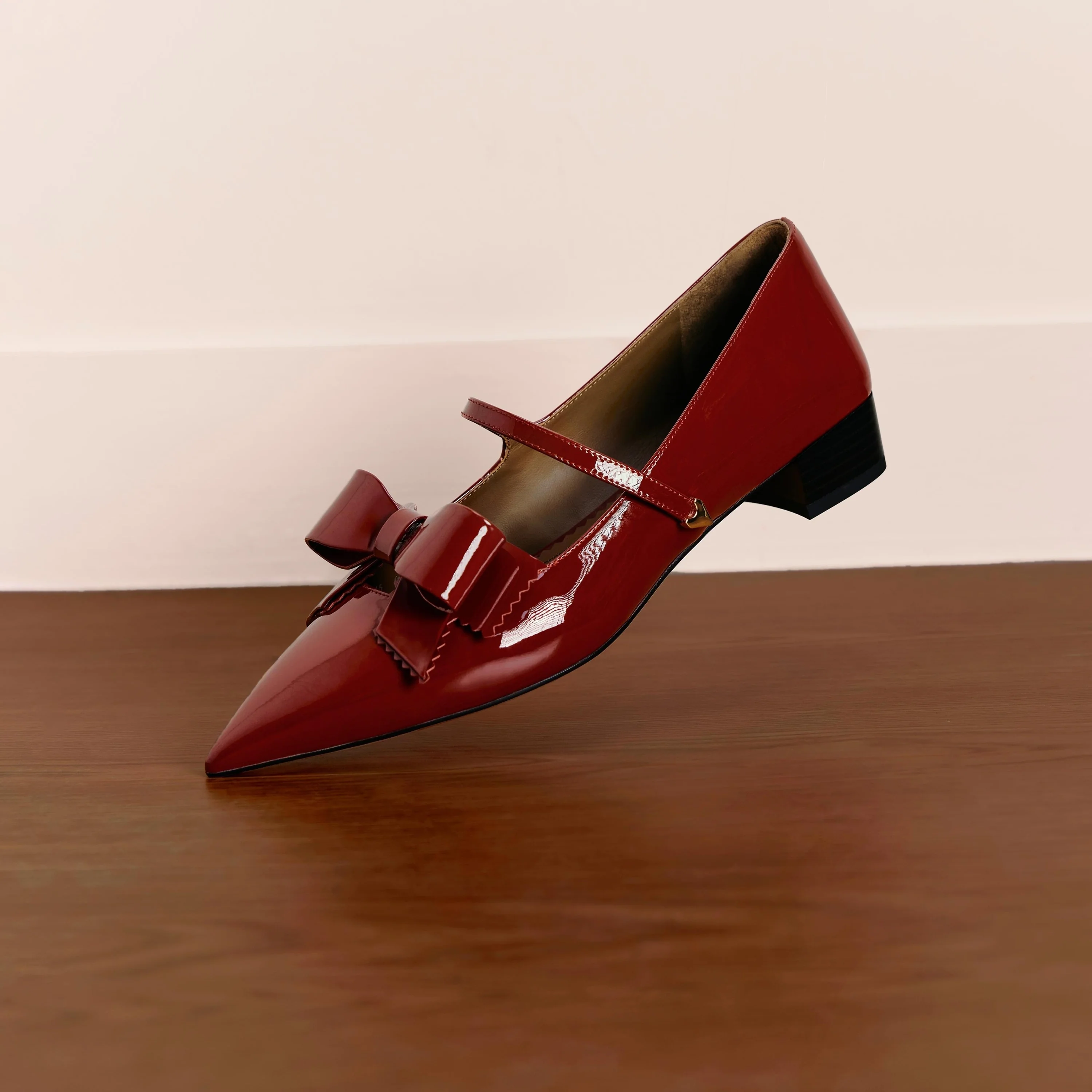 Red Bow Patent Pointed Mary Jane Flats - Image 6