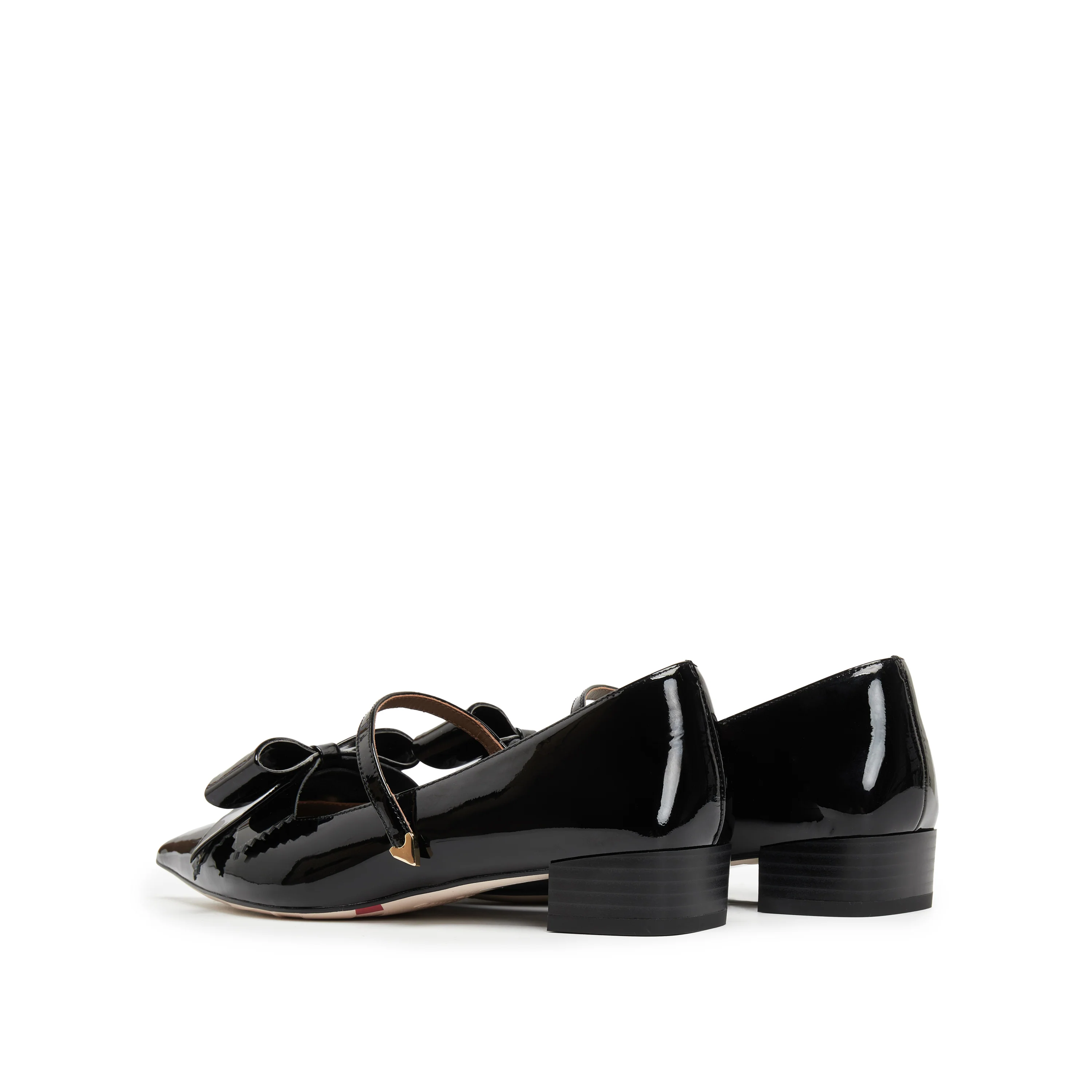 Black Bow Patent Pointed Mary Jane Flats - Image 3