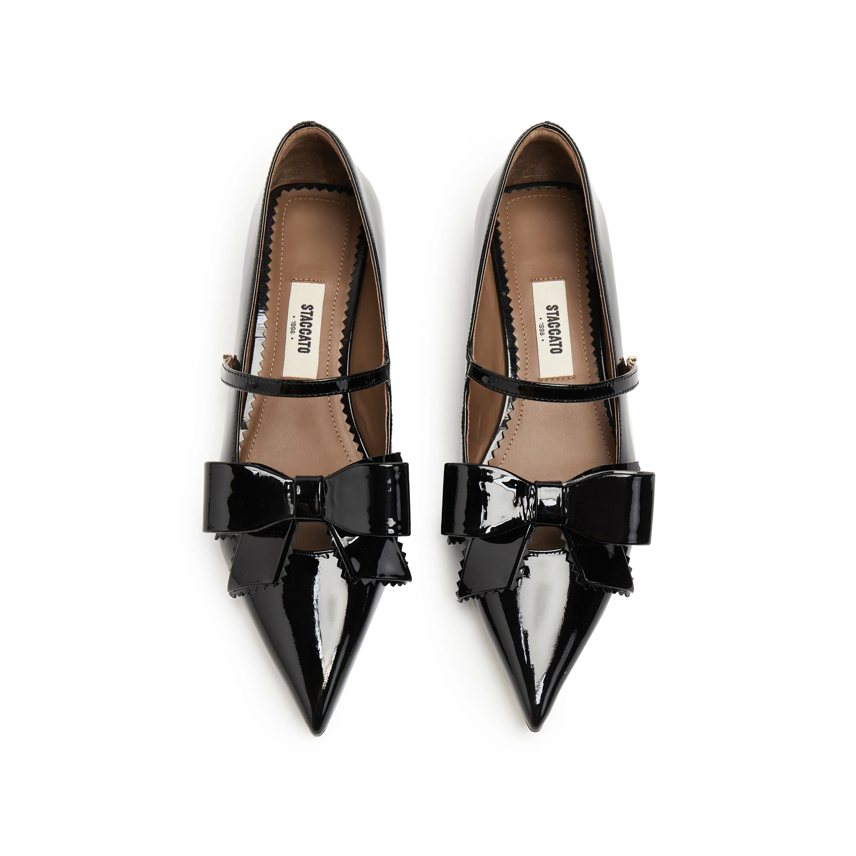 Black Bow Patent Pointed Mary Jane Flats - Image 4