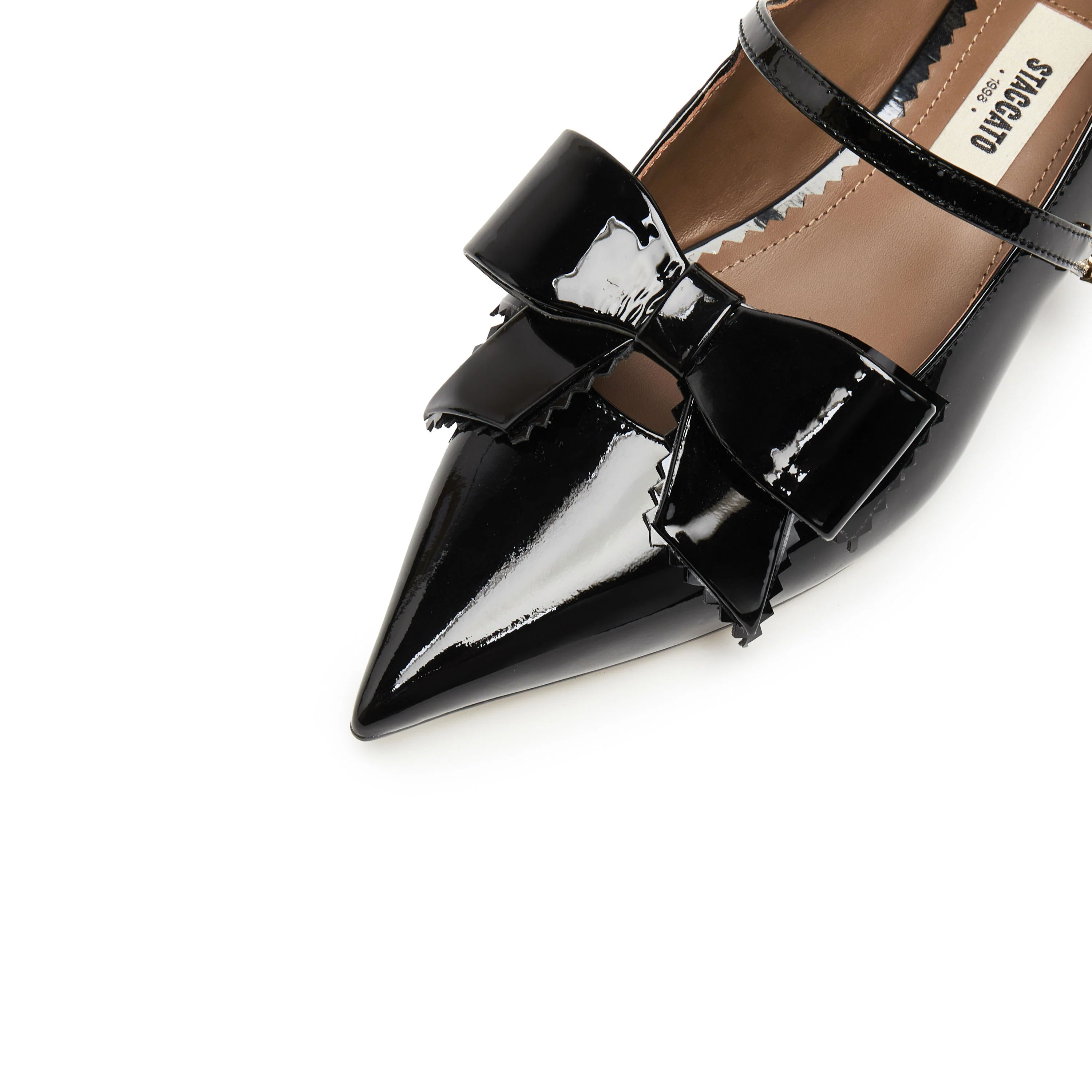 Black Bow Patent Pointed Mary Jane Flats - Image 5