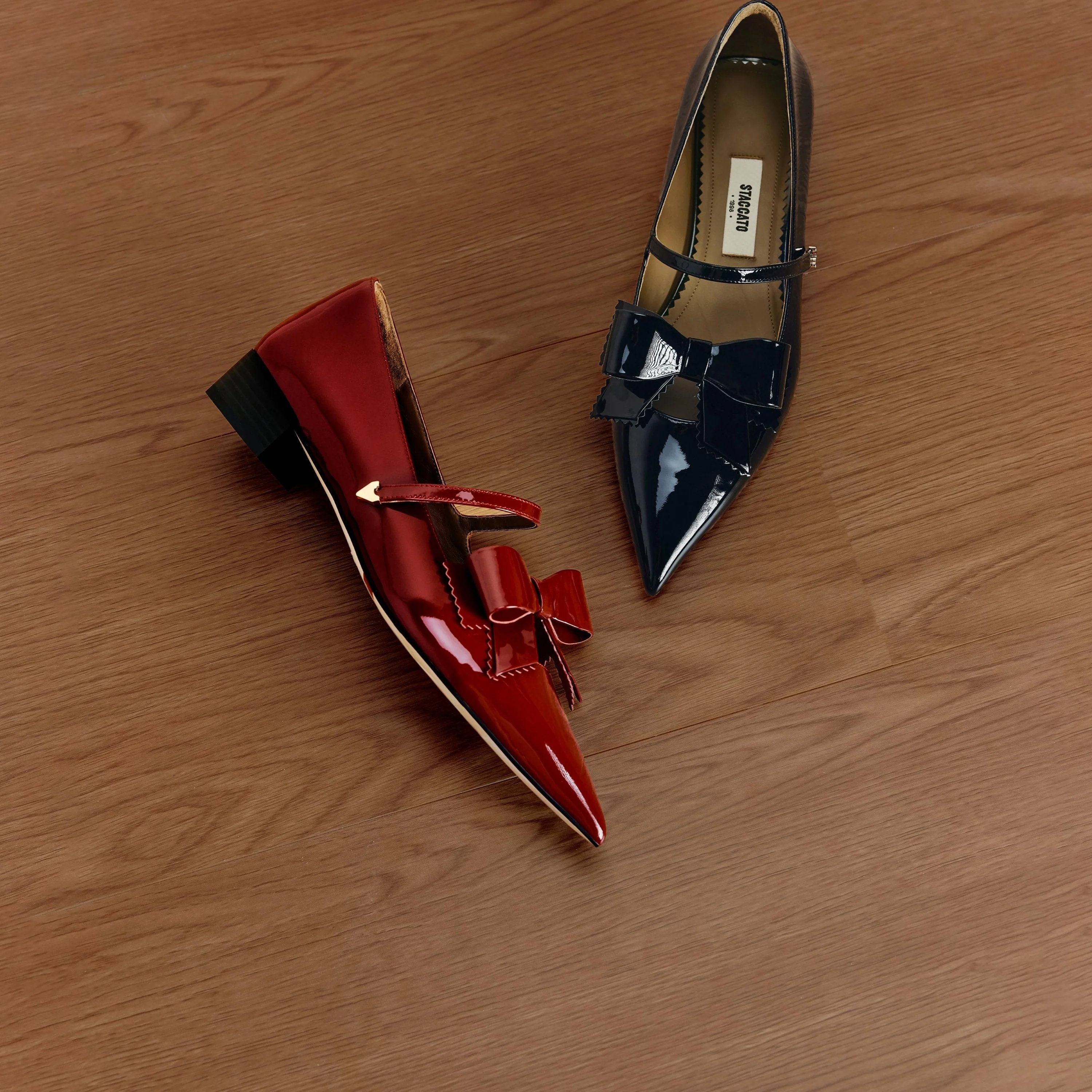 Black Bow Patent Pointed Mary Jane Flats - Image 6