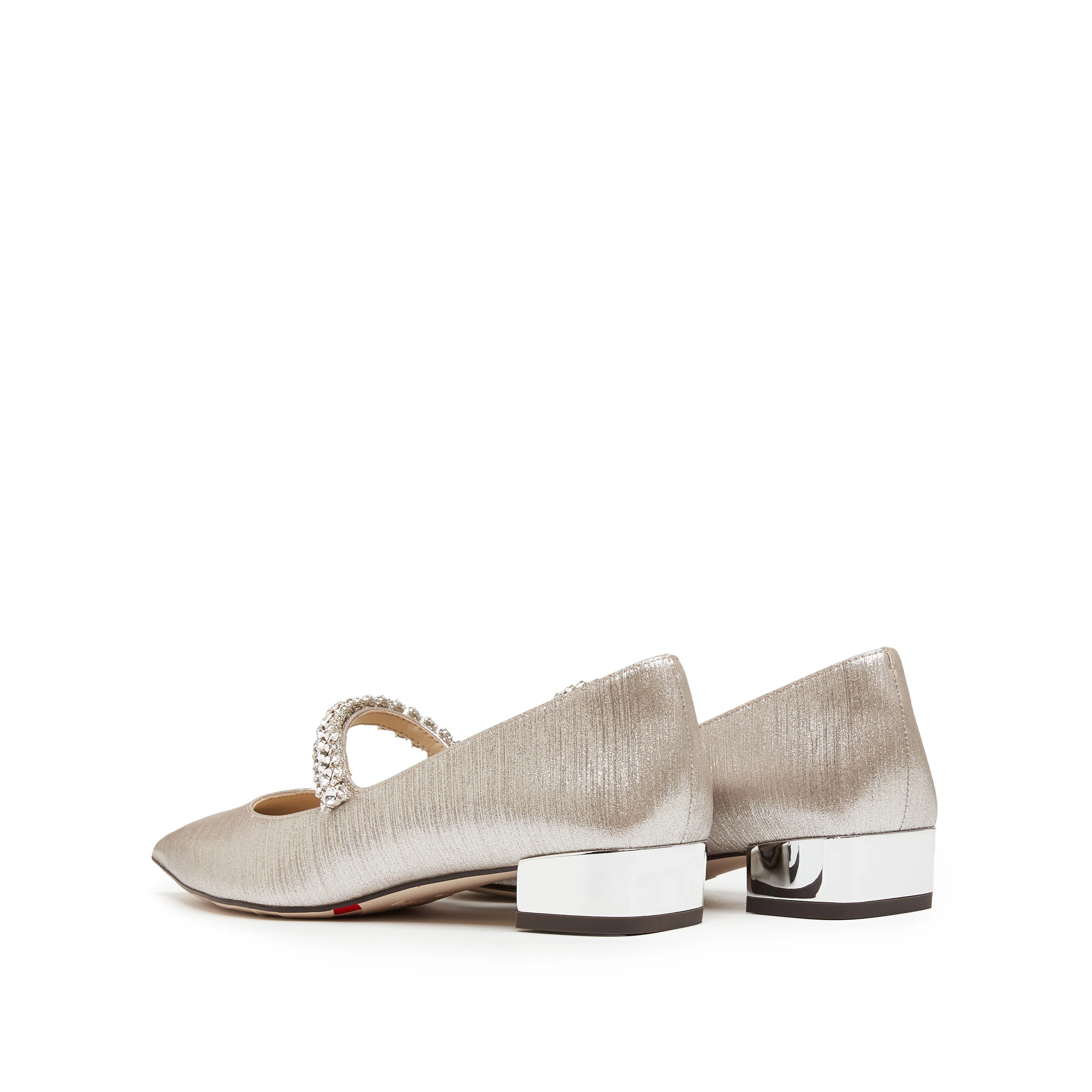 Crystal Chain Light Gold Shiny Mary Jane Flats - Image 3
