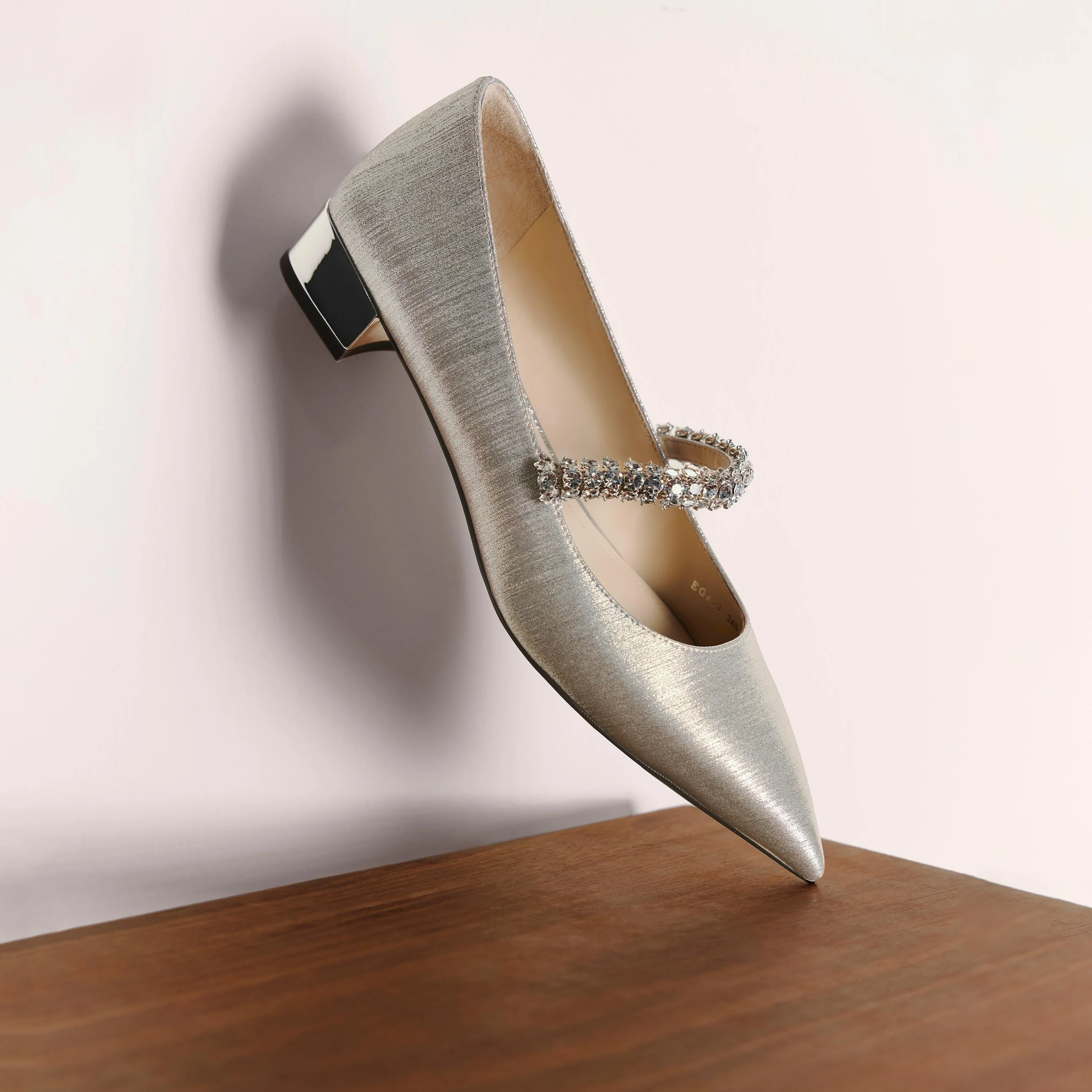 Crystal Chain Light Gold Shiny Mary Jane Flats - Image 9