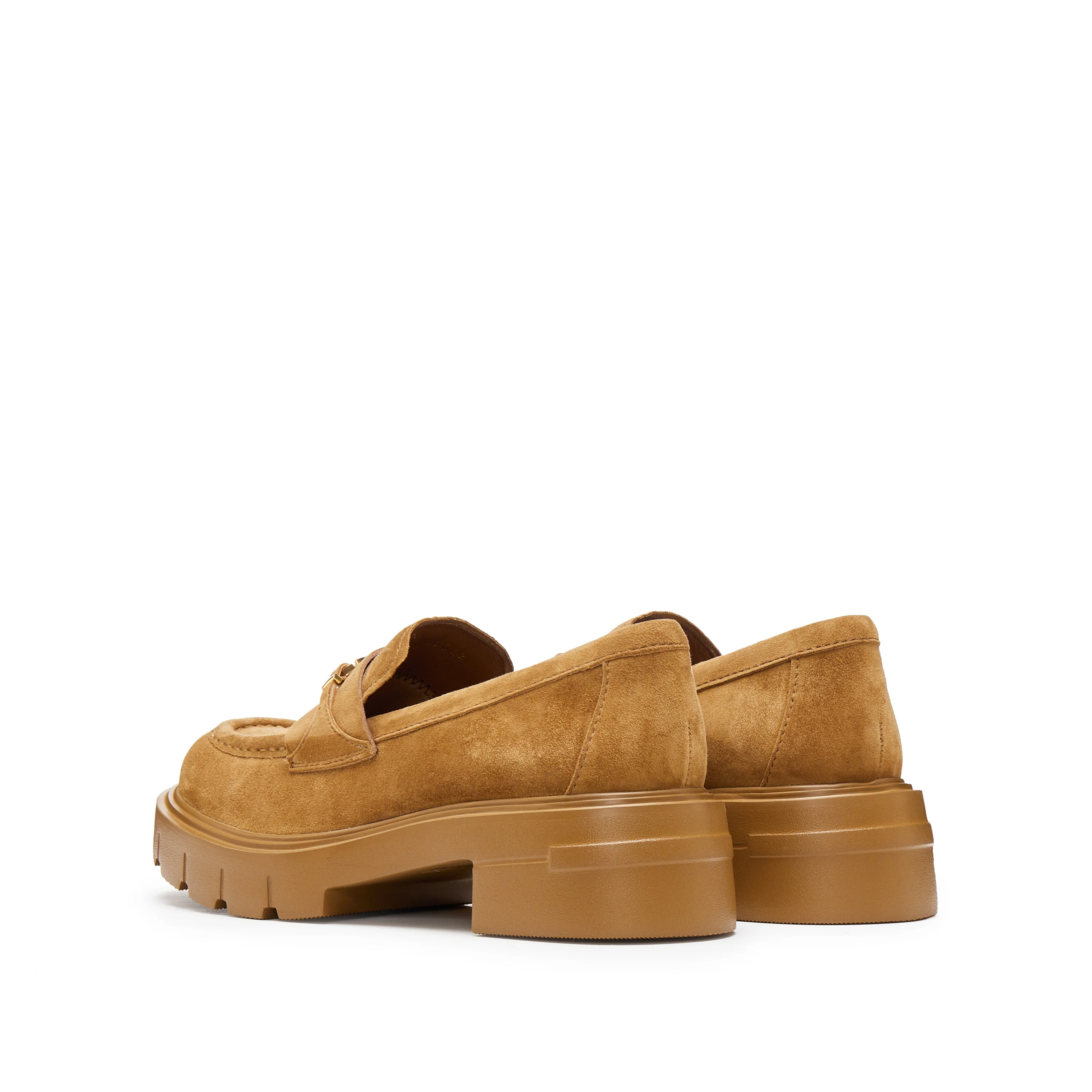 Khaki Signature Golden Ring Leaf Suede Loafers - Image 3