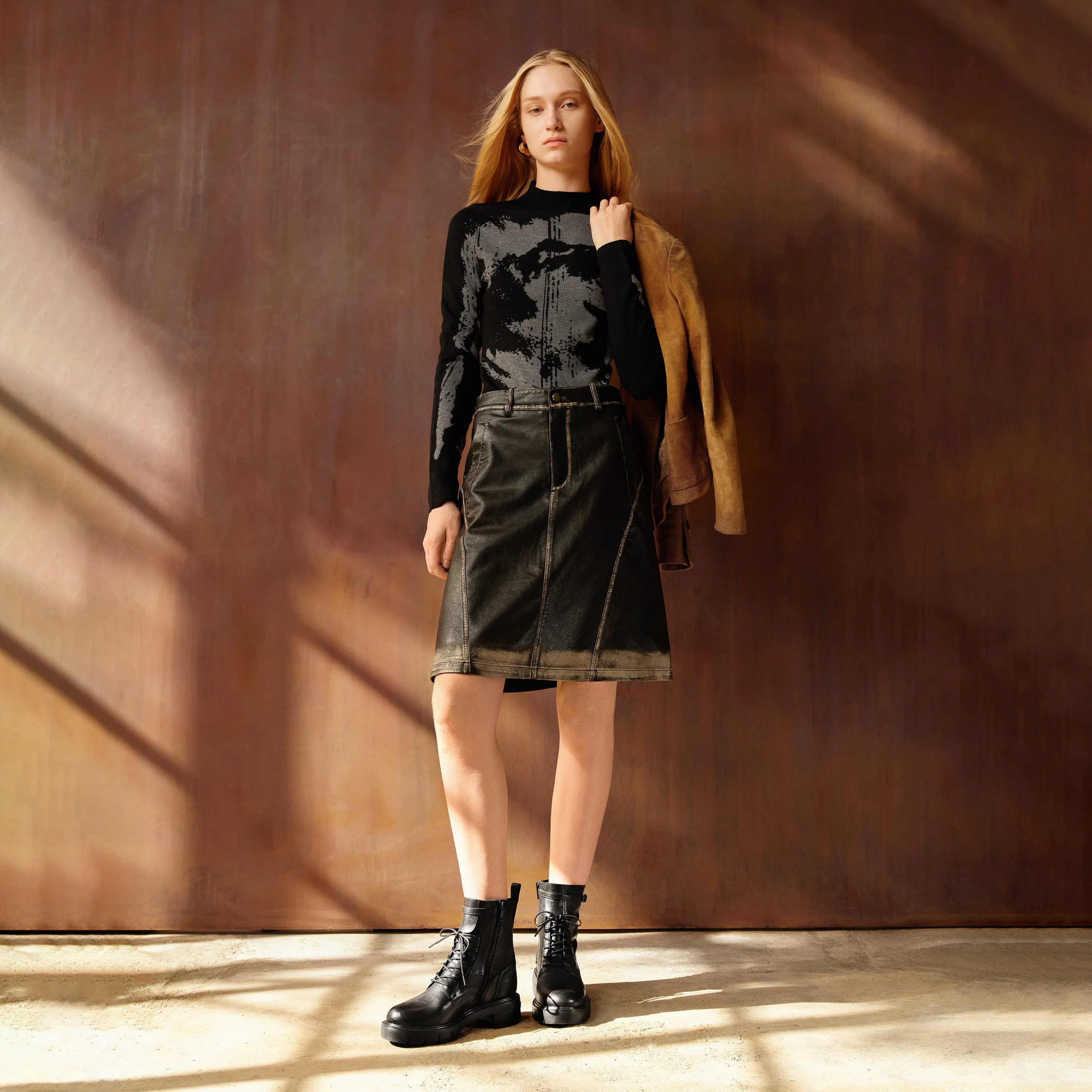 Dark Brown Buckle Strap Combat Boots - Image 11