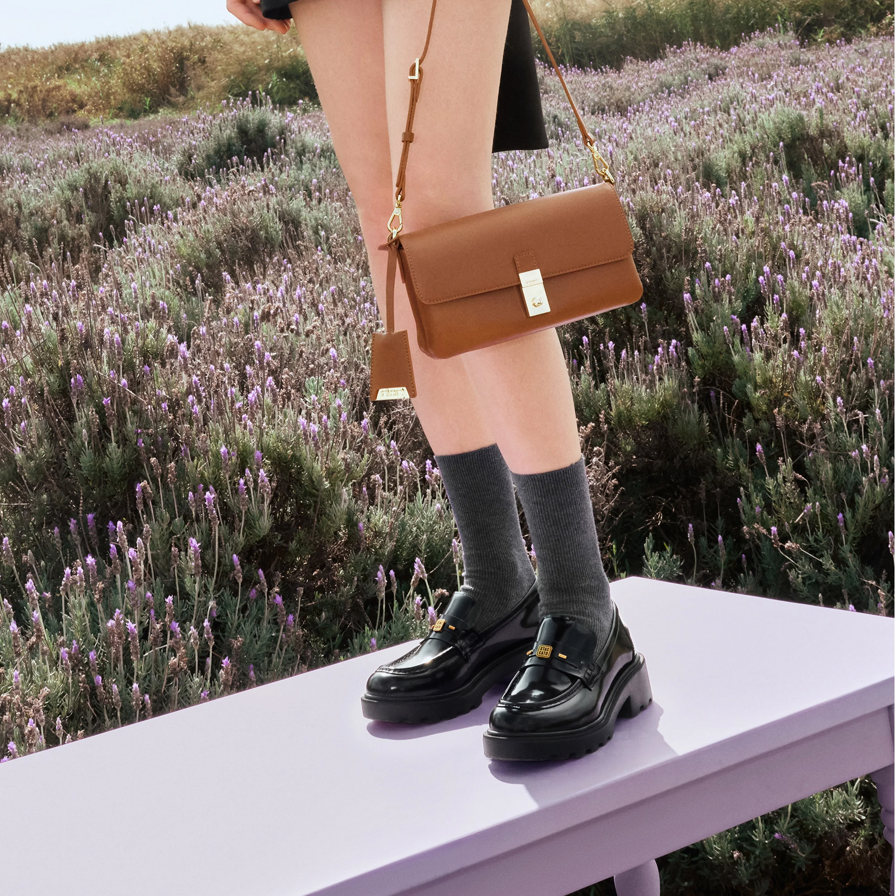 Black ST Golden Cube Buckle Classic Loafers - Image 10